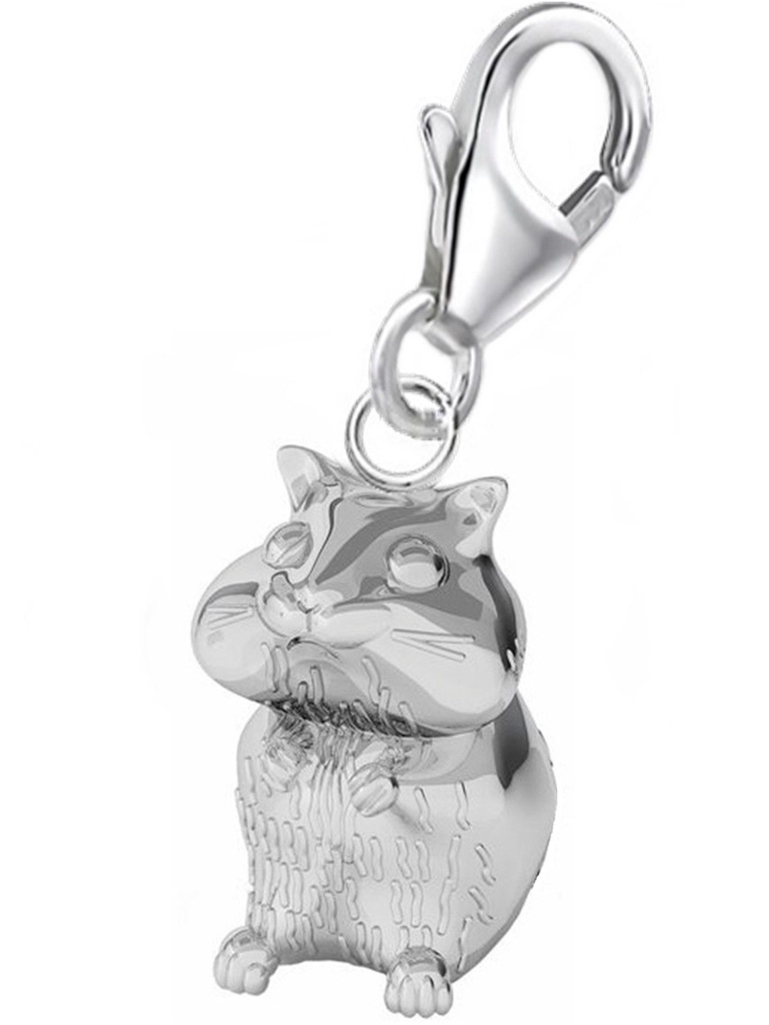 Charm-Einhänger 3D Hamster Karabiner Charm Anhänger für Bettelarmband aus 925 Silber
