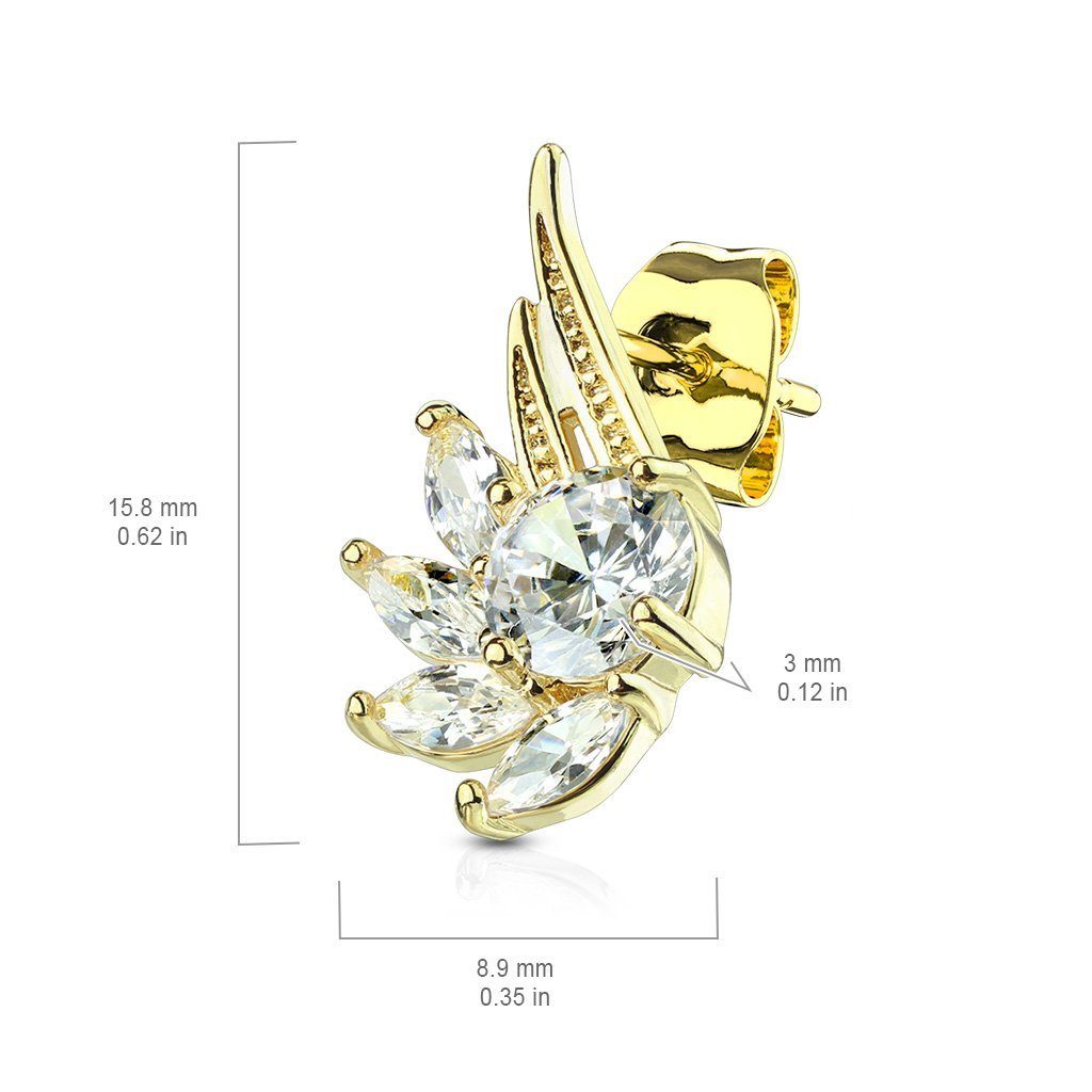 Ohrringe aus Engelsflügel Ohrschmuck gold (2 Kristallen mit (1 Paar Ohrring-Set 2-tlg), Varianten verschiedene Ohrstecker Stück), BUNGSA