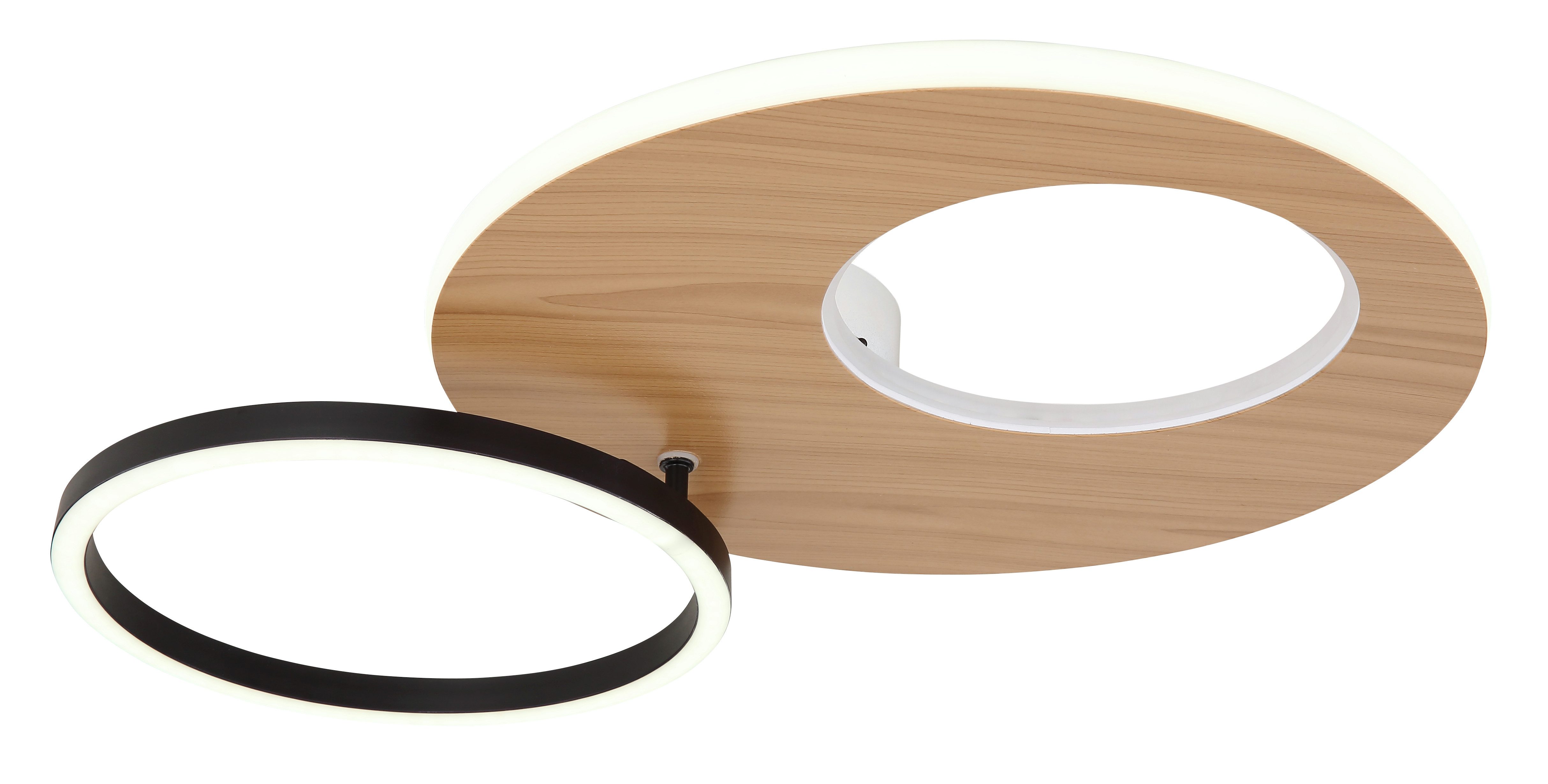 GLOBO LIGHTING LED Deckenleuchte FORSI, Dimmfunktion, Fernbedienung, Infrarot inkl., Memoryfunktion, RGB, mehrere Helligkeitsstufen, LED fest integriert, Deckenlampe/Wohnzimmer/Schlafzimmer/modern/Holz