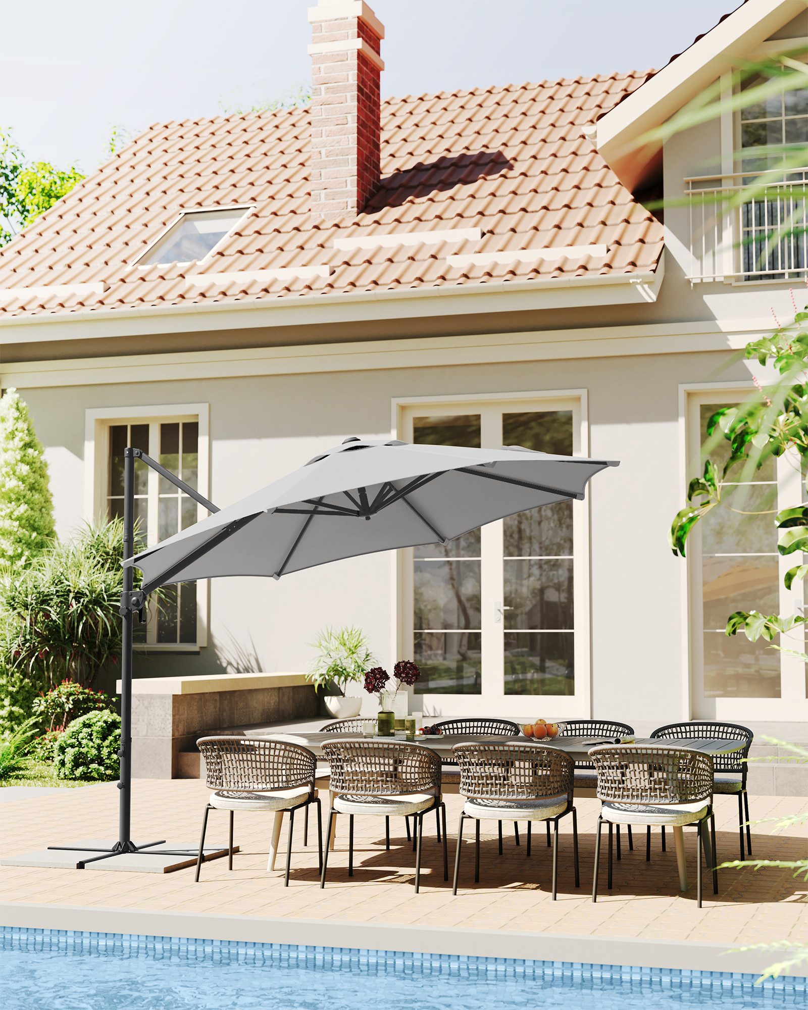 SONGMICS Sonnenschirm, Ampelschirm, ∅300cm, mit/ohne 28 günstig online kaufen