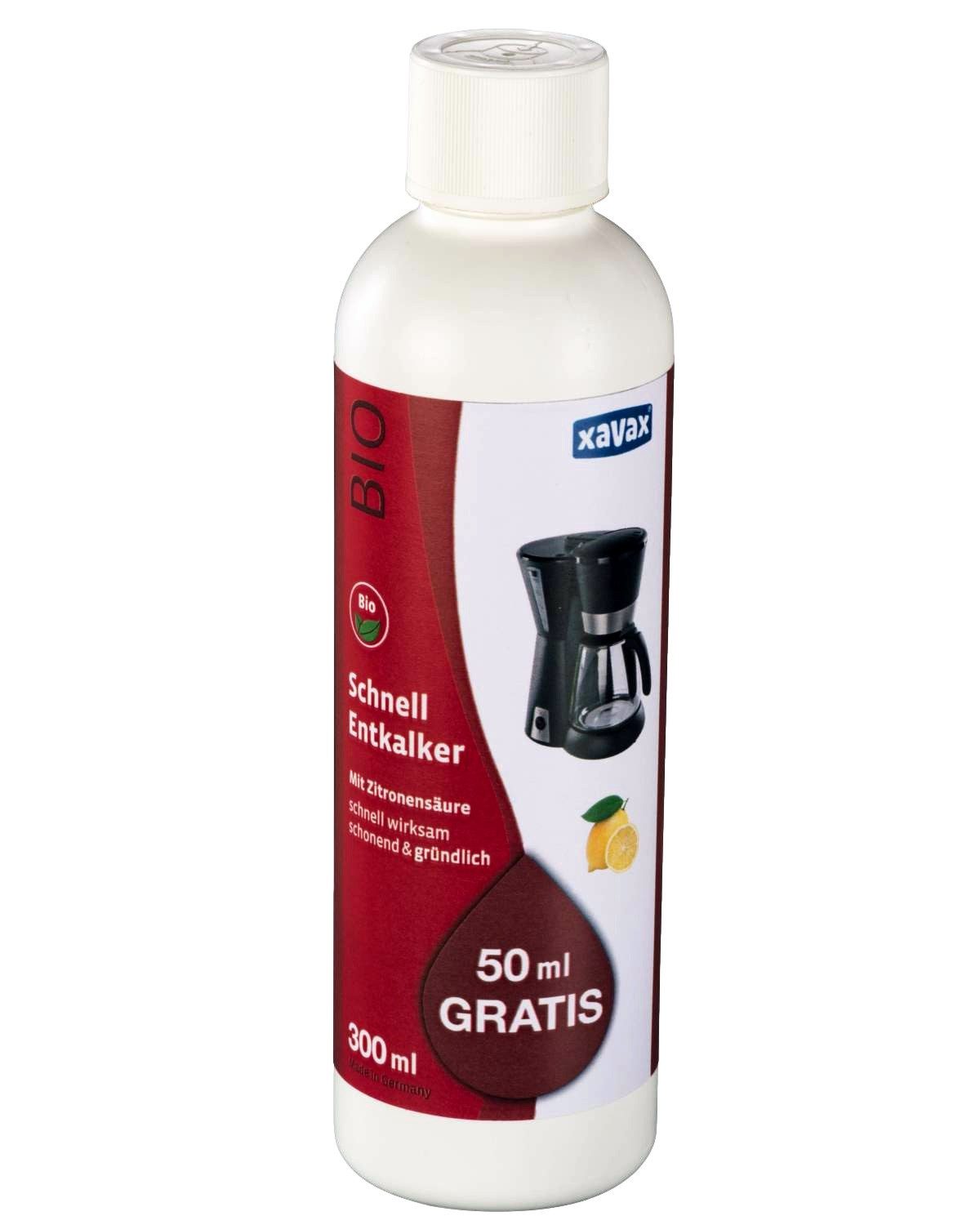 Xavax 300ml flüssig Bio Schnell Entkalker Zitronensäure Flüssigentkalker (300ml Flasche Entkalkerflüssigkeit für Kaffeemaschine Kaffeevollautomat Wasserkocher)