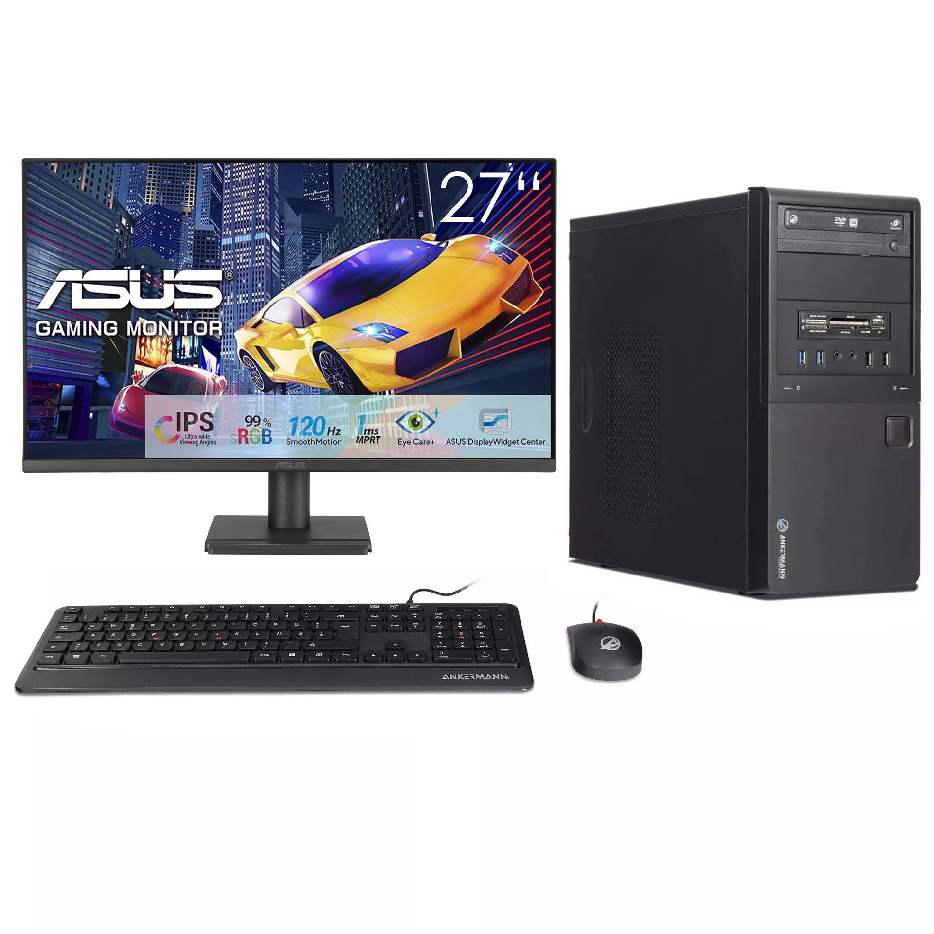 ANKERMANN-PC Business Office Work Bundle PC-Set (Intel Core i5 6500, Core Onboard Graphics, 16 GB RAM, 480 GB SSD, Luftkühlung)