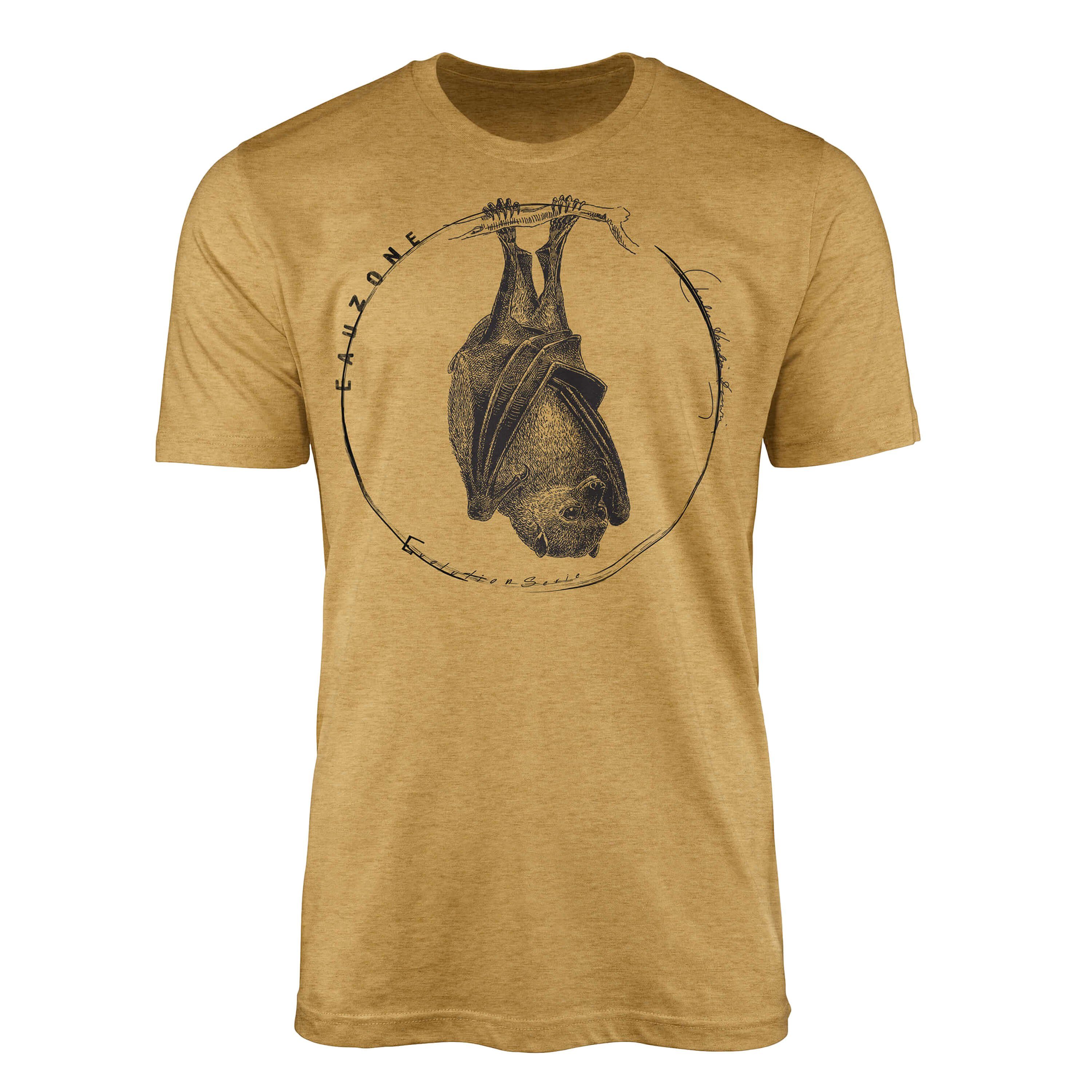 Sinus Art T-Shirt Evolution Herren T-Shirt Fledermaus Antique Gold