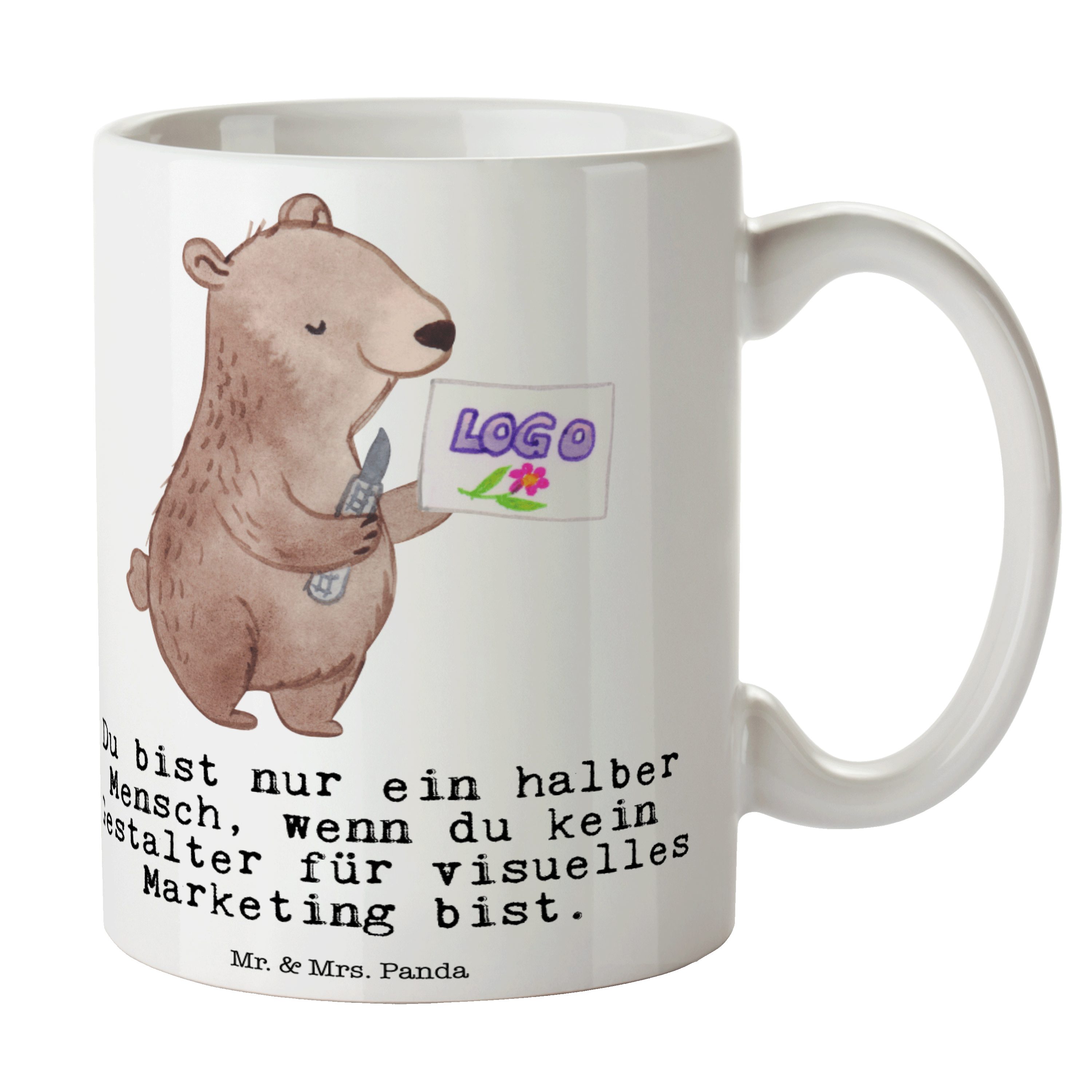 mit Herz visuelles & Teetass, Gestalter Mr. Weiß - Mrs. Panda - für Tasse Marketing Keramik Geschenk,