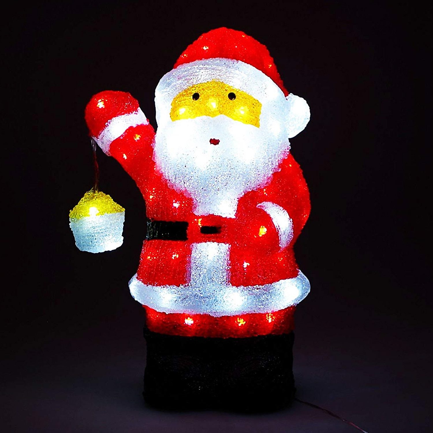 Mojawo Lichtervorhang LED Figur Weihnachtsmann Weihnachtsbeleuchtung IP44Acryl 80 LEDs H46cm