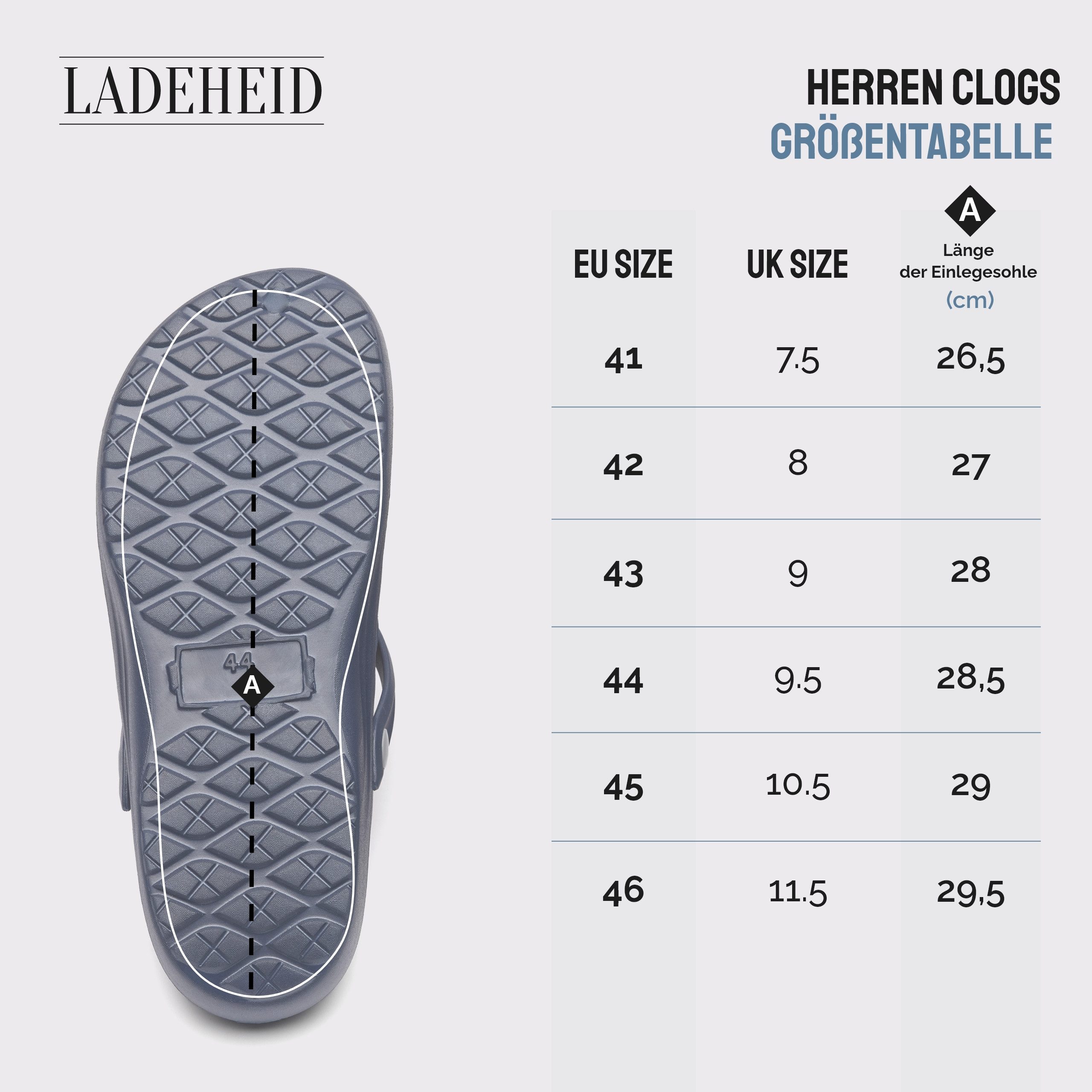 Ladeheid Herren leichte EVA Clogs Gartenclogs Gartenschuhe LACA17 Clog