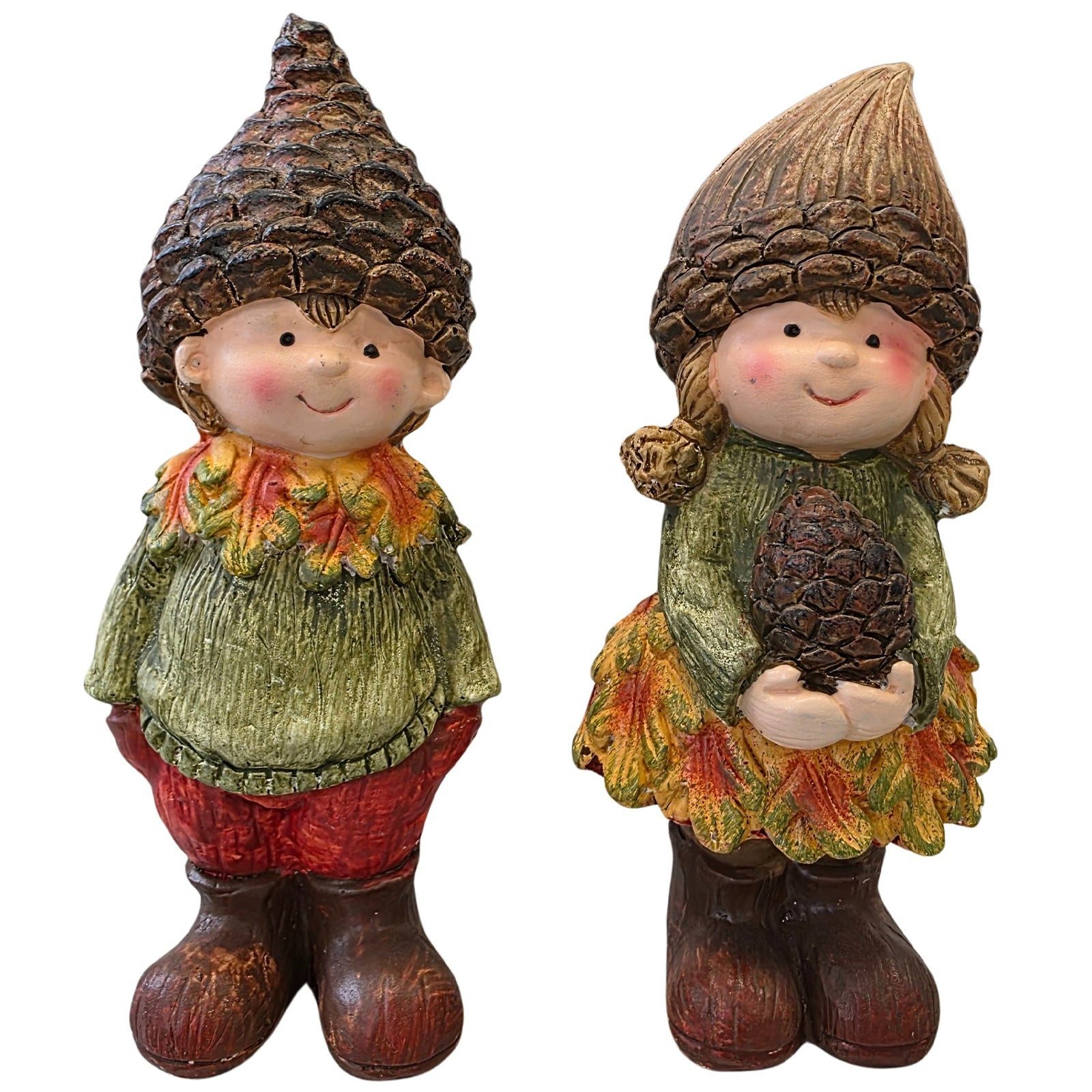 Logbuch-Verlag Dekofigur Herbstkinder Figuren 2er Set stehend 16–17 cm – Herbstdeko Kinder mit