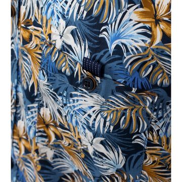 CASAMODA Kurzarmhemd Große Größen Kurzarmhemd florales Muster blau-beige CasaModa