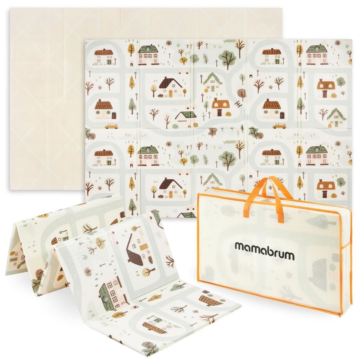 Mamabrum Spielmatte Doppelseitig faltbare Schaumstoffmatte 180 x 120 x 1cm