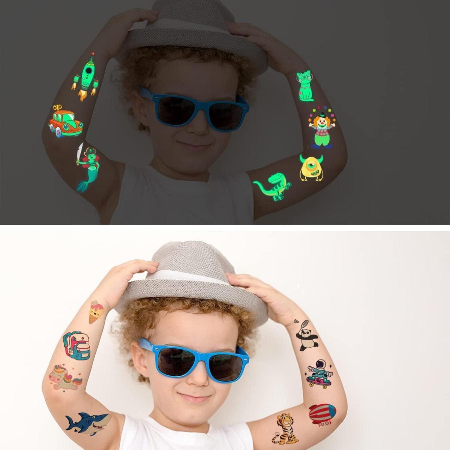 LuxusKollektion Kindertattoo Kinder Tattoo Set Leuchttattoos Glitzer Hautfreundlich Mitgebsel