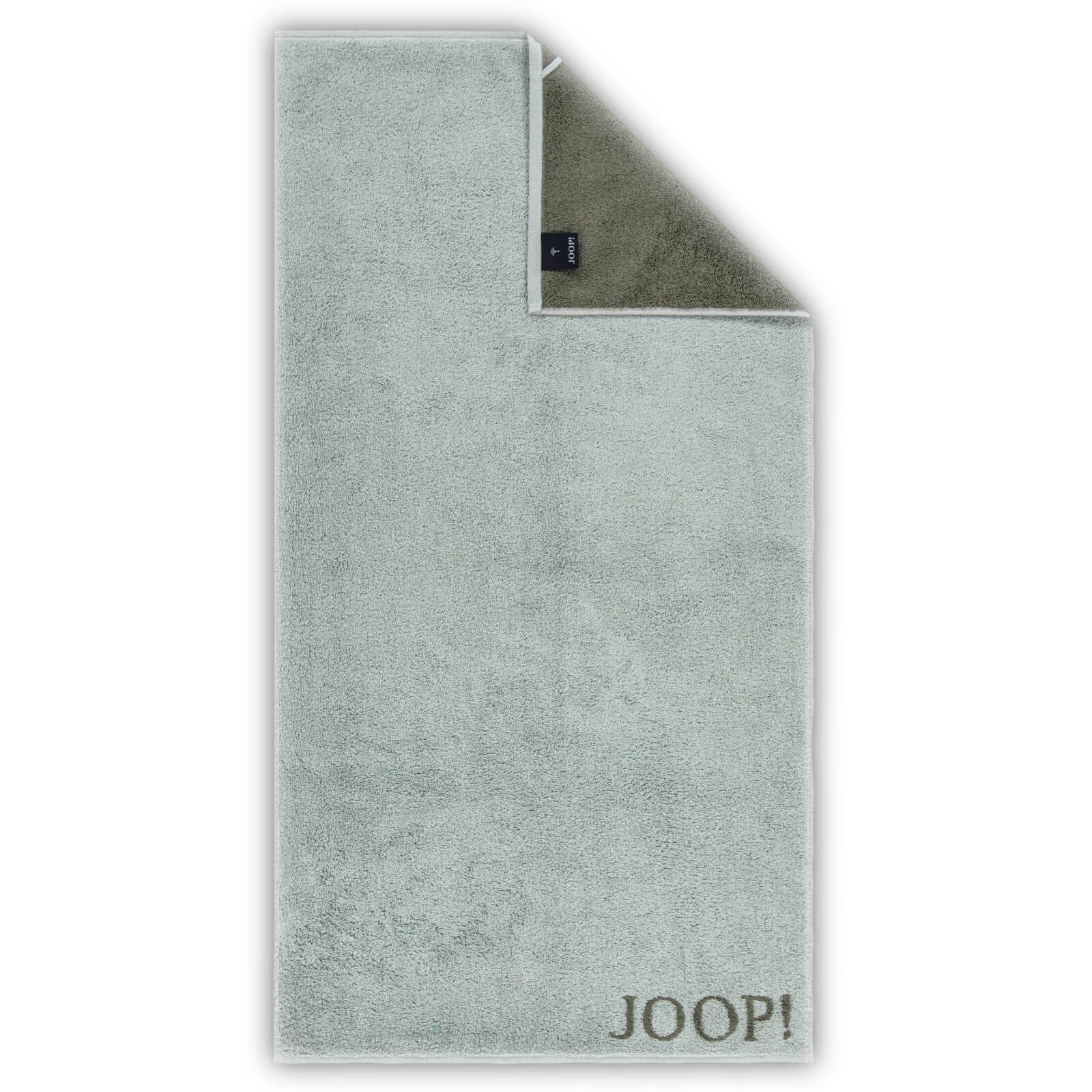 Joop! Handtuch Handtuch Classic Doubleface Salbei 1600 47, Walkfrottier (1-St), Wendeoptik, Logo, Flauschig