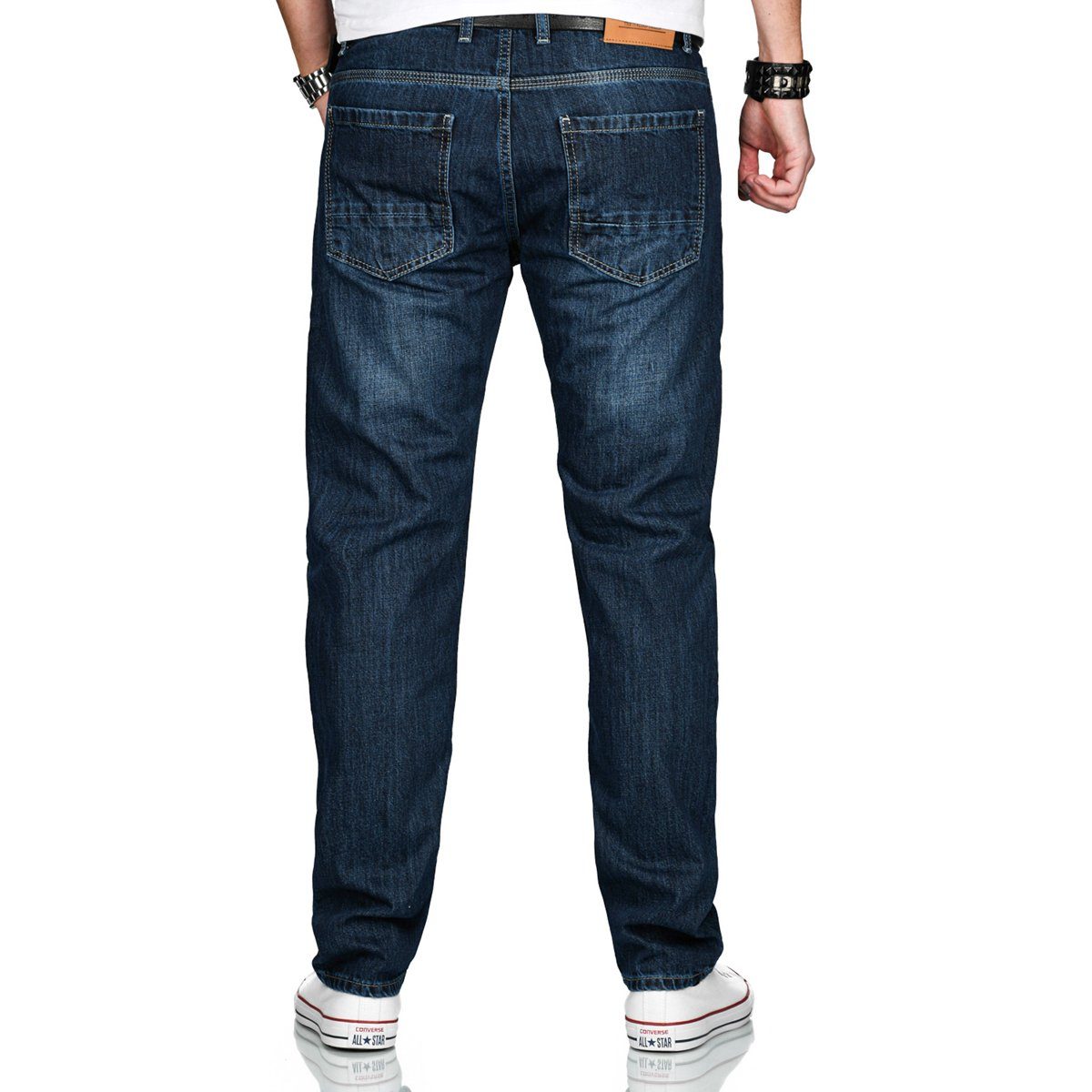 Comfort-fit-Jeans - Salvarini AS202 Dunkelblau ASMarco geradem Bein mit Alessandro