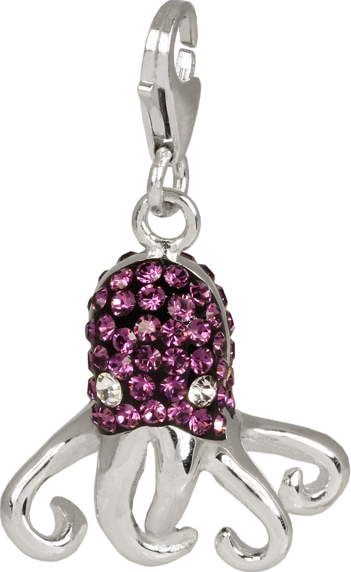SilberDream Charm-Einhänger SilberDream lila Charm Krake Zirkonia 925, Charmsanhänger Krake, 925 Sterling Silber, Farbe: lila