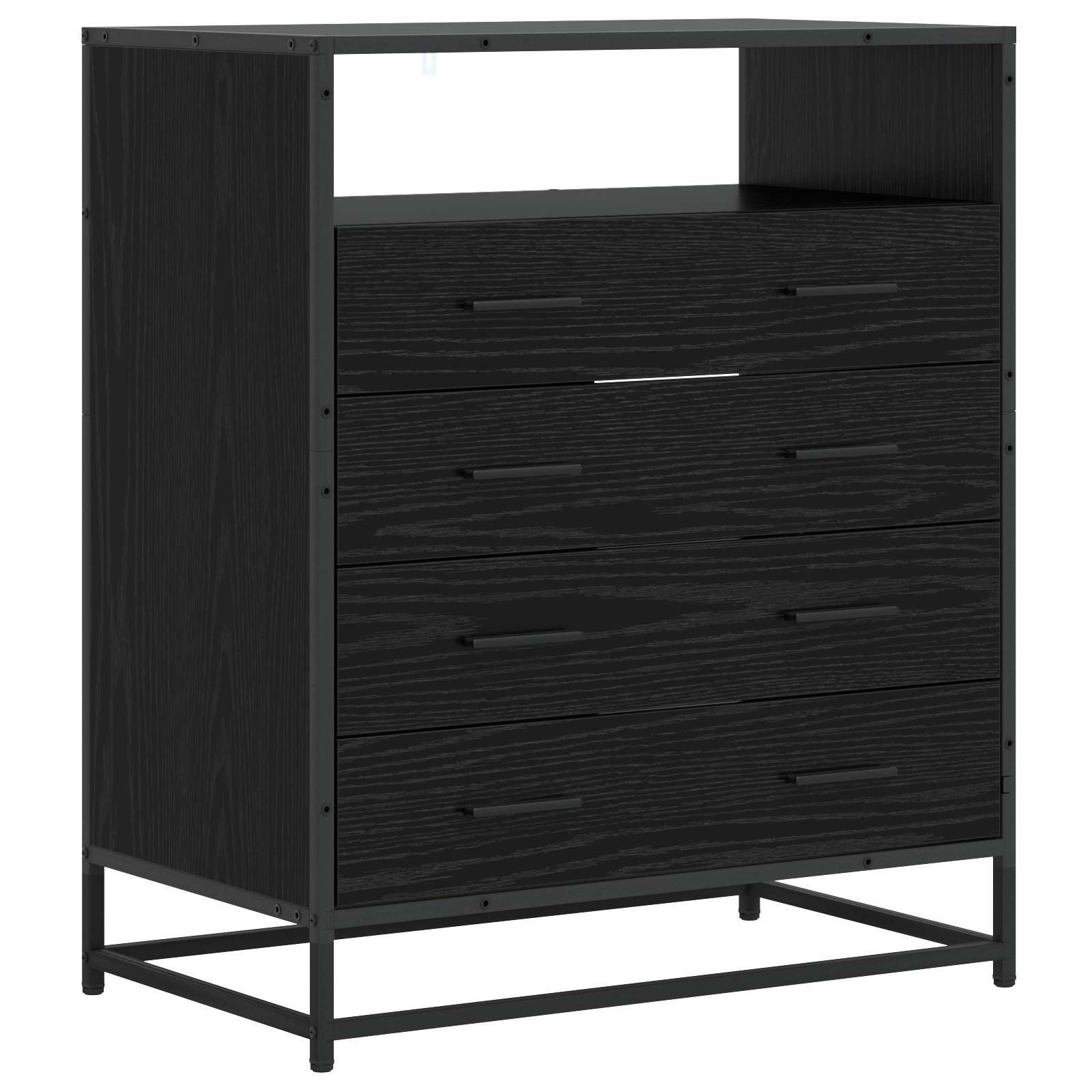 vidaXL Kommode Schubladenschrank 4-Schublade Schwarz Eichen-Optik (1 St), Schubladenschrank 4-Schublade Schwarz Eichen-Optik