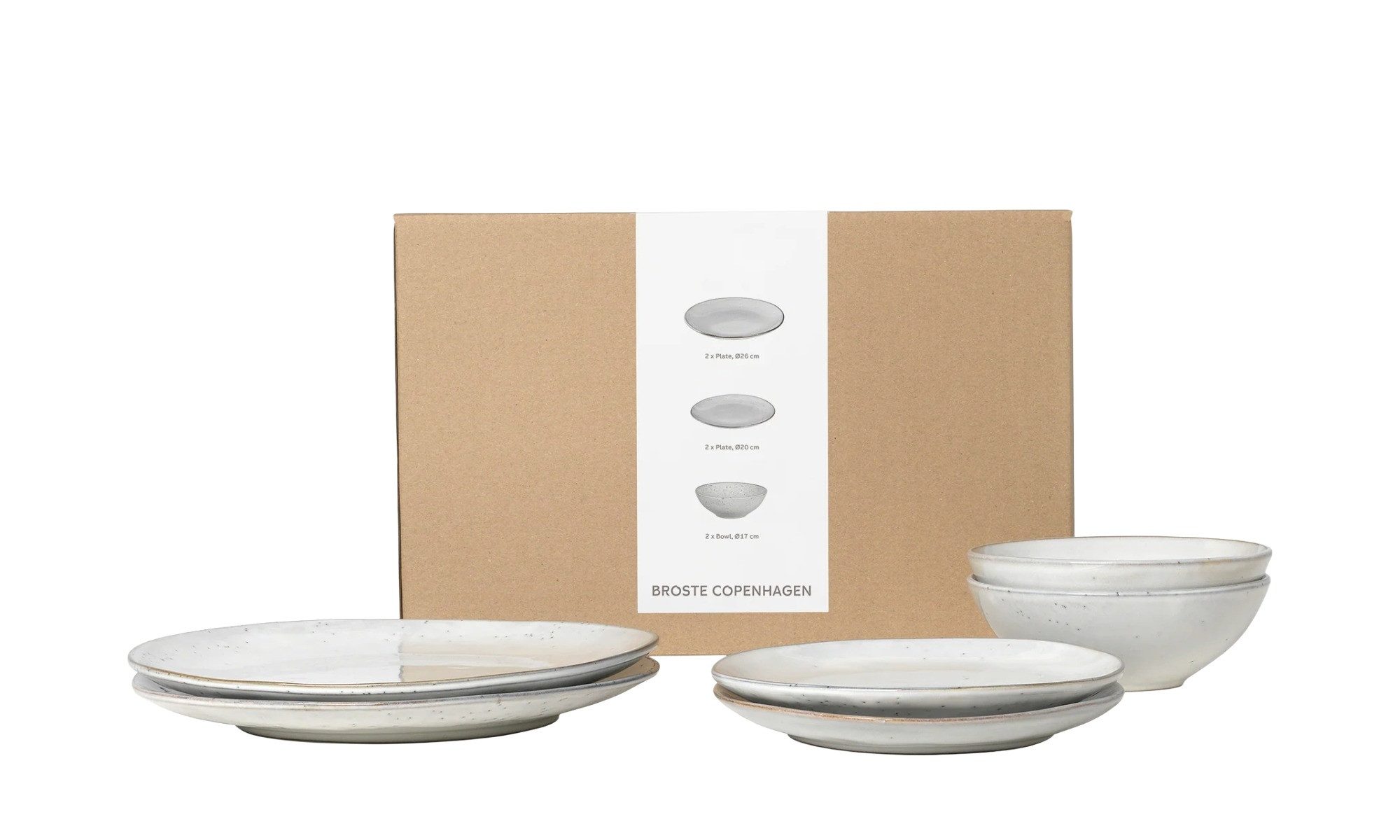 Broste Copenhagen Geschirr-Set Broste Copenhagen Nordic Sand Geschirrset mittag für zwei 6 tlg. (6-tlg), 2 Personen, Steingut