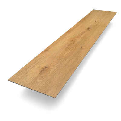 Bodenglück Vinylboden Klebe-Vinyl Memmert, Braun, natürliche Holzoptik, 1219 x 228 x 2,5 mm, Paketpreis für 3,34 m², Fußwarm, wasserfest, pflegeleicht, minimale Aufbauhöhe, für Fußbodenheizung geeignet