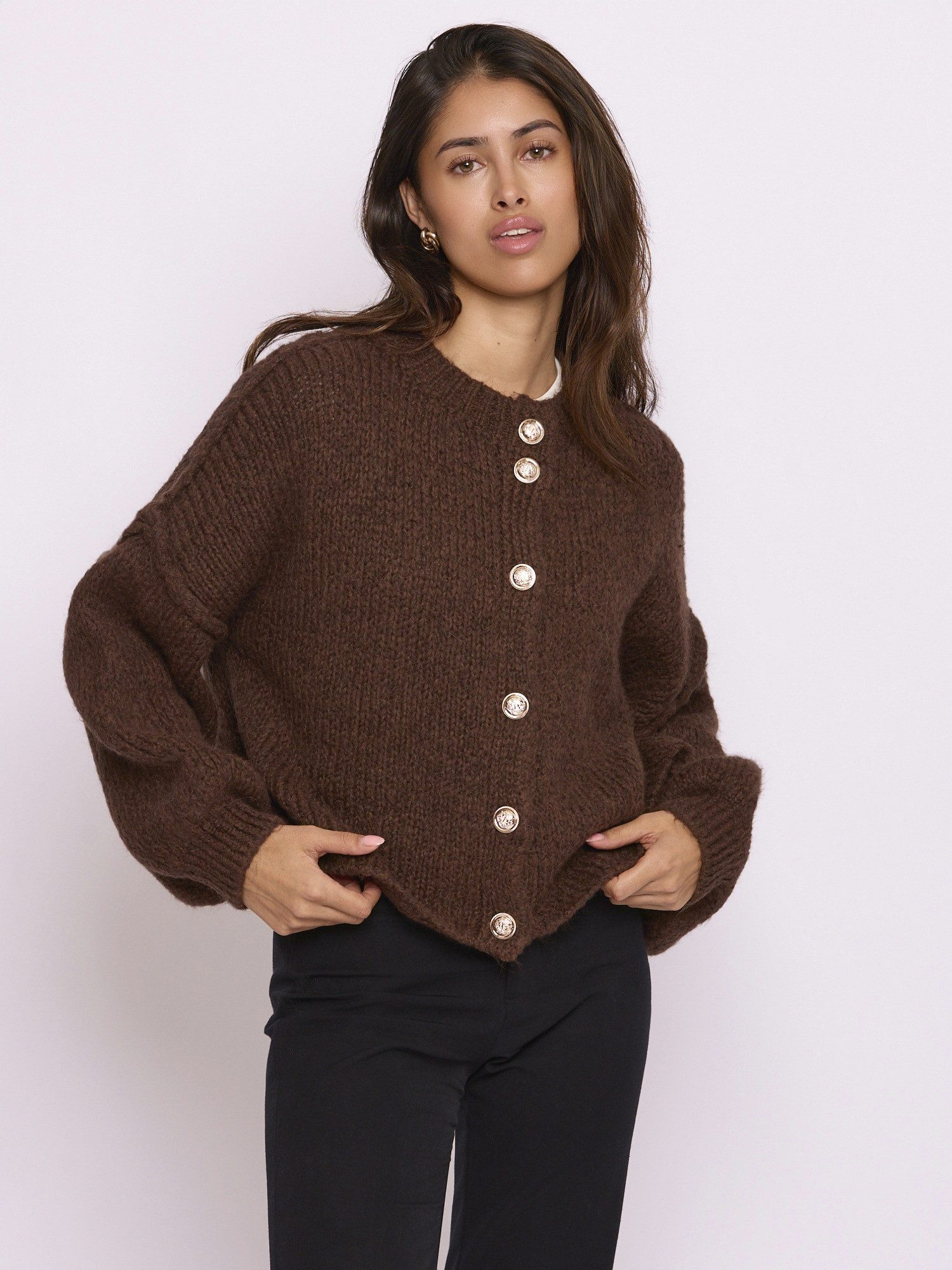 Lilavie Cardigan Paulaa One Size kuschelige Grobstrick Jacke mit Wollanteil günstig online kaufen