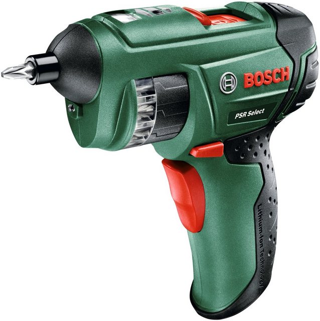 BOSCH Akku-Bohrschrauber PSR Select, mit Mikro USB Lader und integriertem Bit-Set