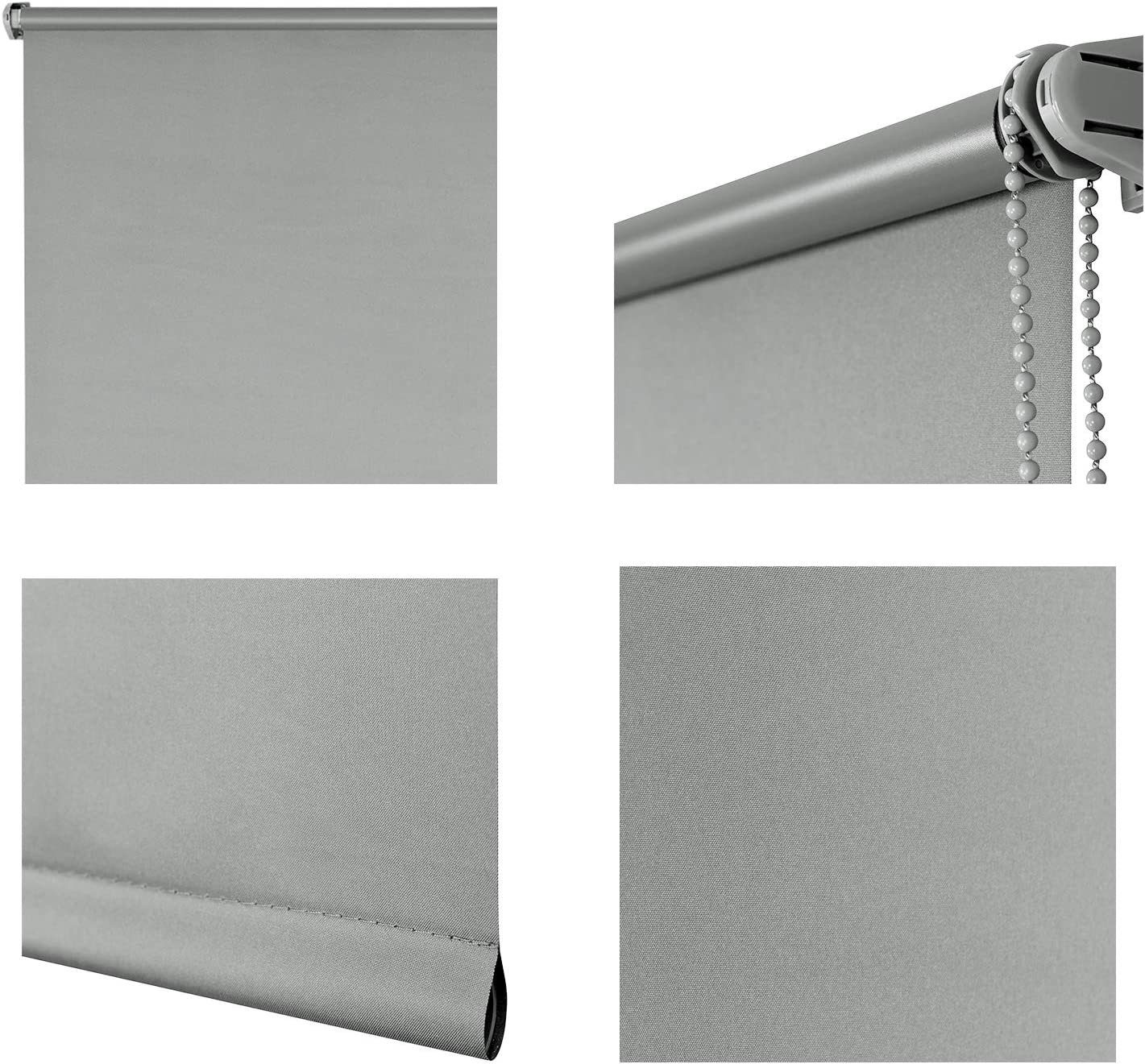 Verdunklungsrollo, EUGAD, Klemmträgersystem, Klemmfix, für Fenster/Türen Sonnen-, Sicht-Schutz Grau
