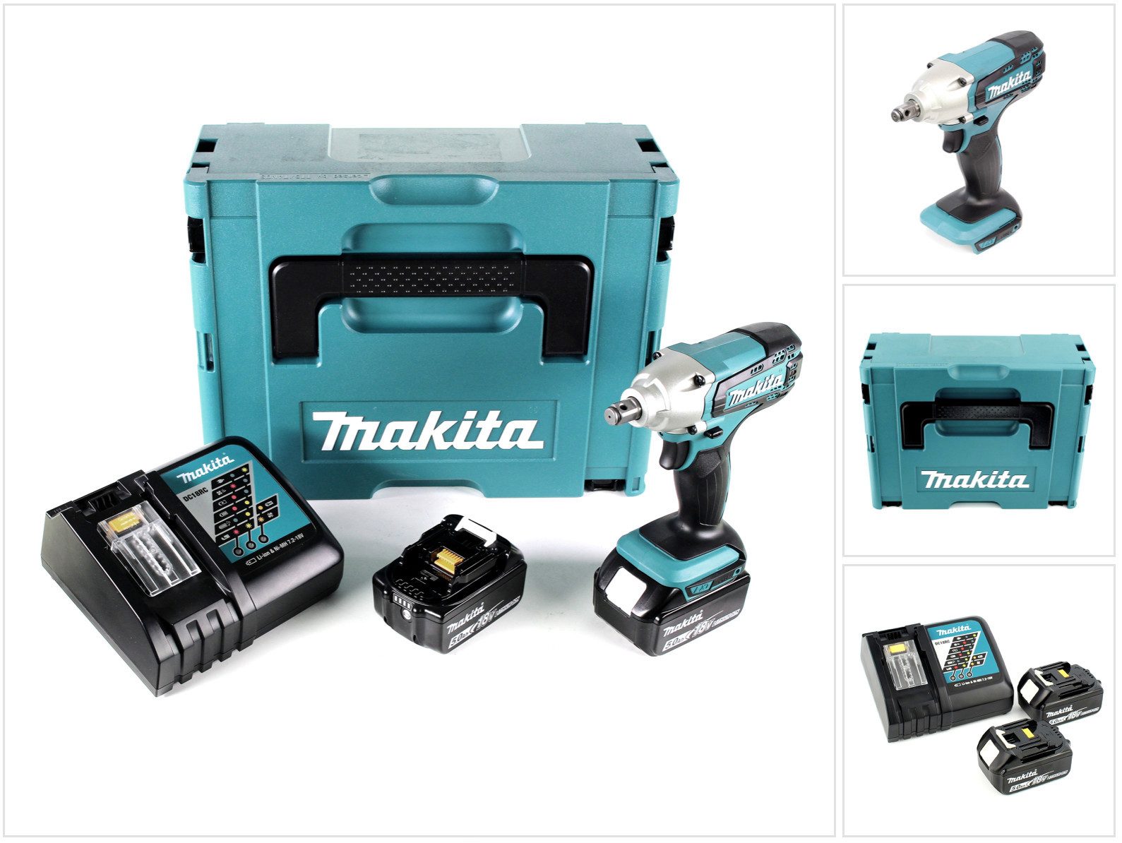 Makita Akku-Schlagschrauber DTW 190 RTJ 18V 190 Nm + 2x Akkus 5,0Ah + Schnellladegerät im Makpac 2