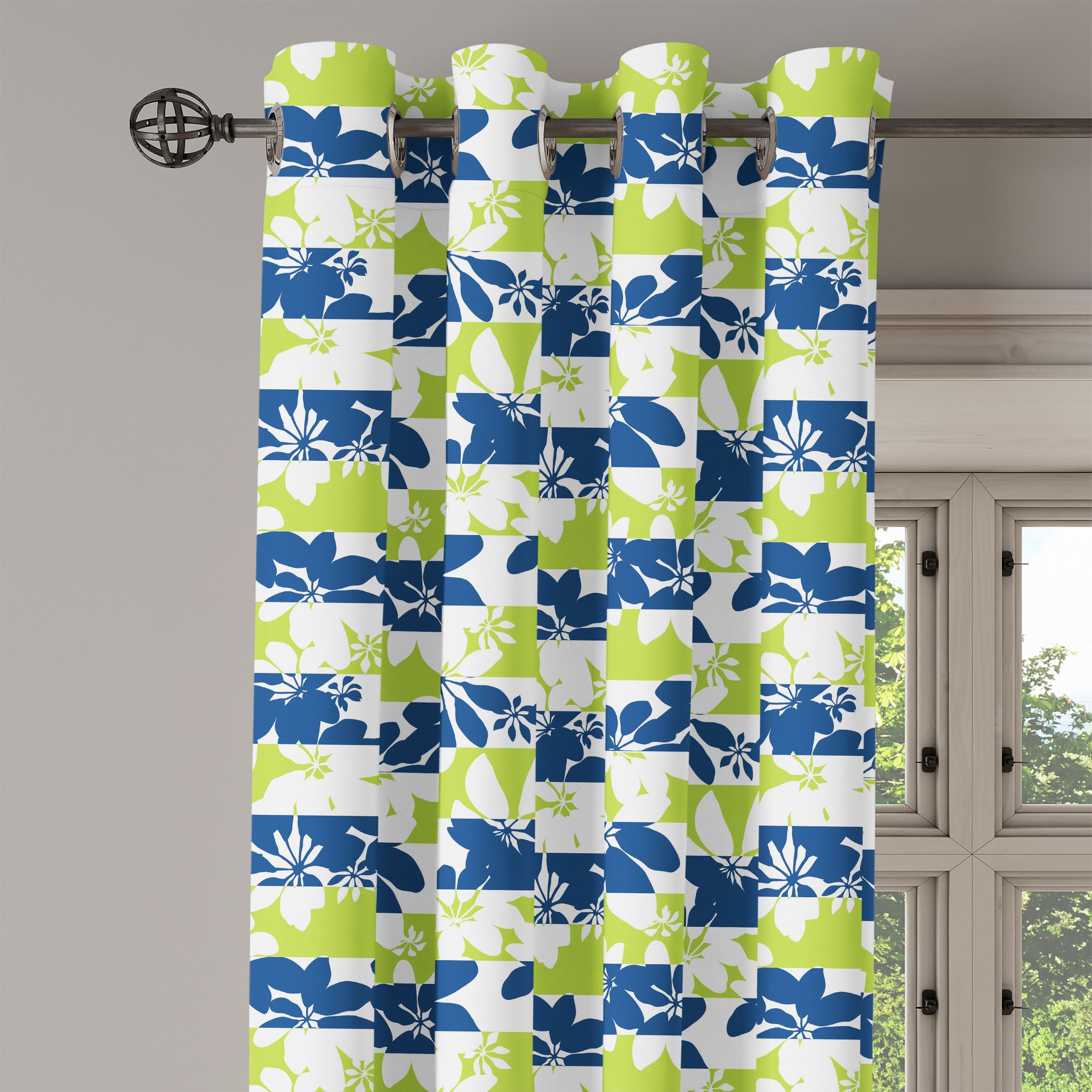 Blumen Natur Dekorative für Bloom Silhouette 2-Panel-Fenstervorhänge Abakuhaus, Wohnzimmer, Schlafzimmer Gardine