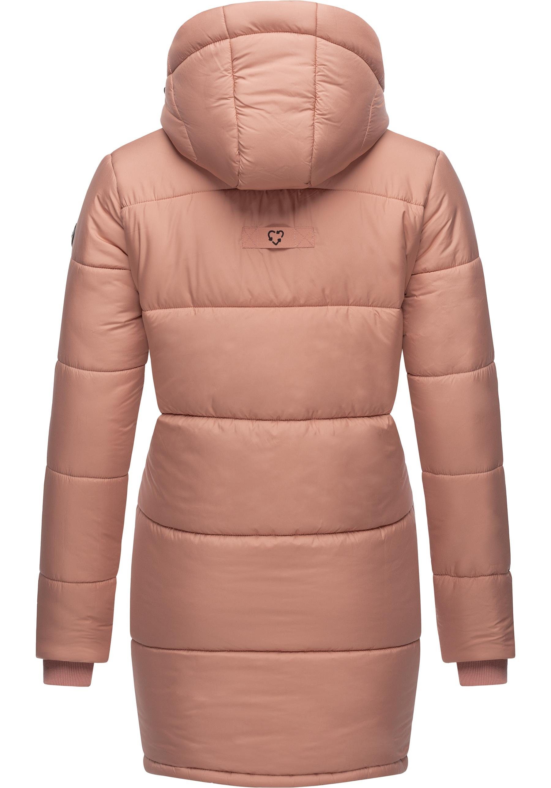 Ragwear Steppmantel Relive Long Remake lange Damen Steppjacke mit Kapuze