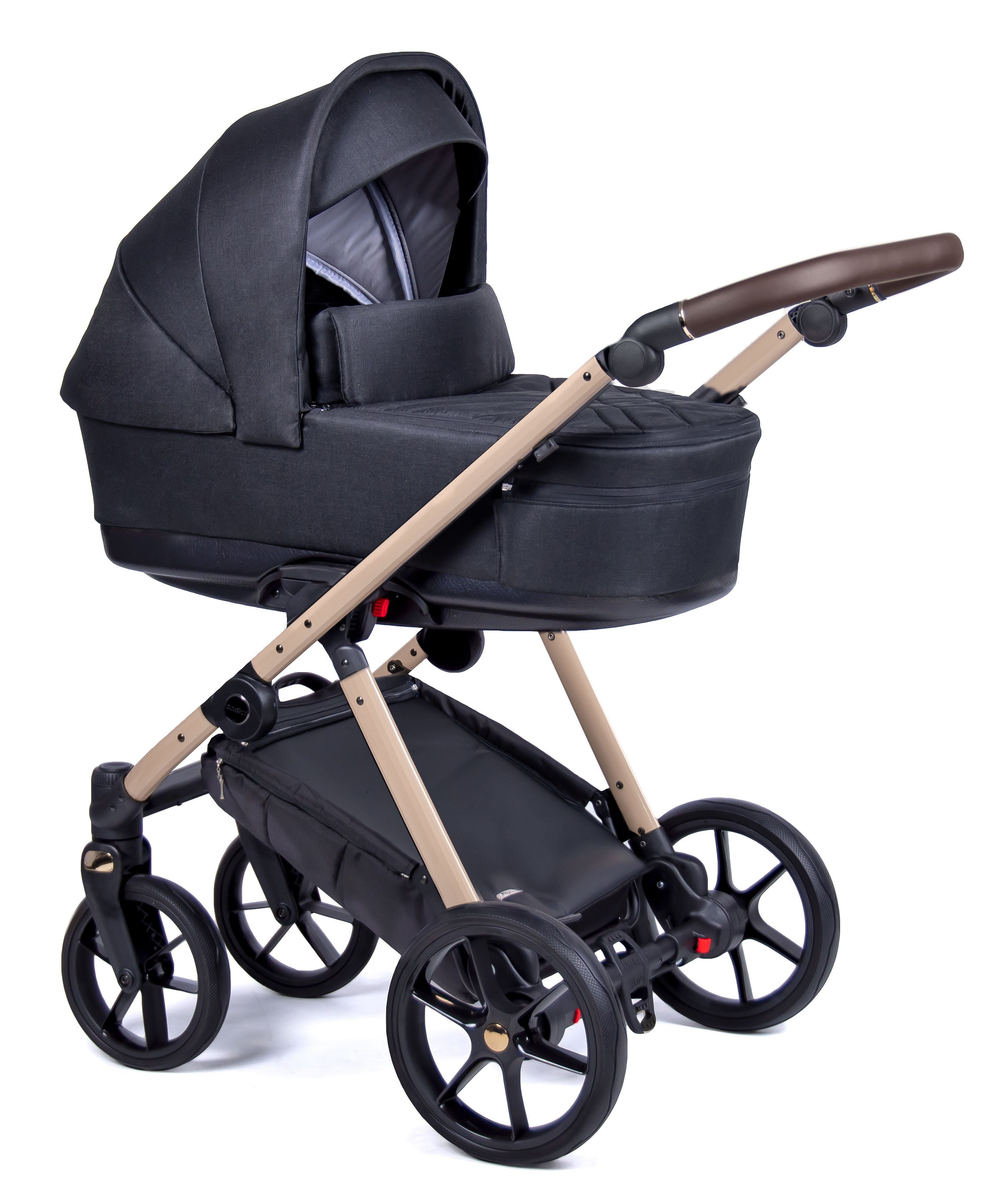 - 2 in 1 beige Designs Kombi-Kinderwagen Axxis = 24 Schwarz Teile in 14 Kinderwagen-Set babies-on-wheels - Gestell
