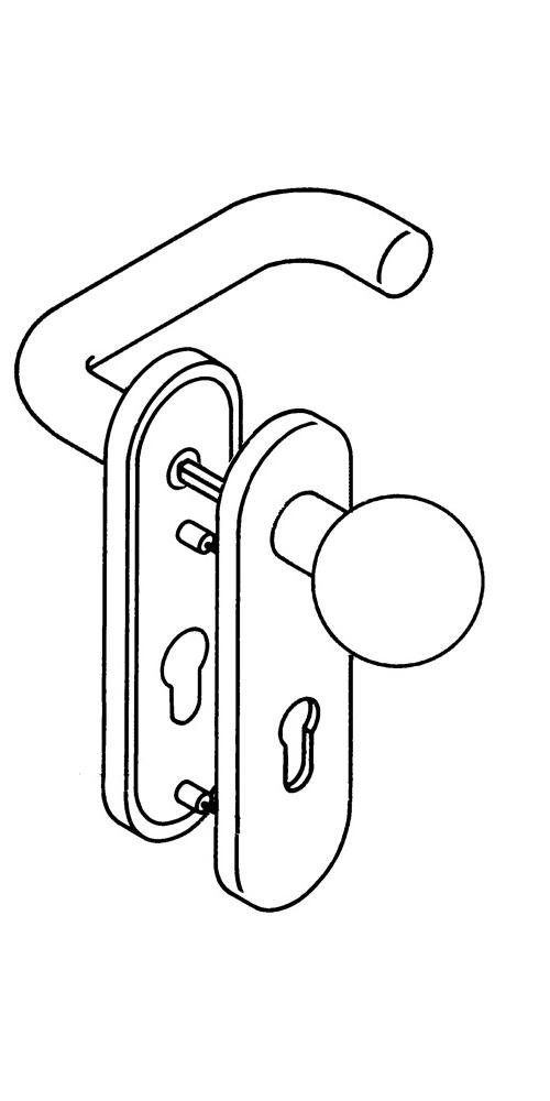HEWI Türbeschlag Feuerschutzgarnitur 111R13.113 Kunststoff 90 D/K für Türstärke 38-48 mm PZ abgerundet DIN links / rechts