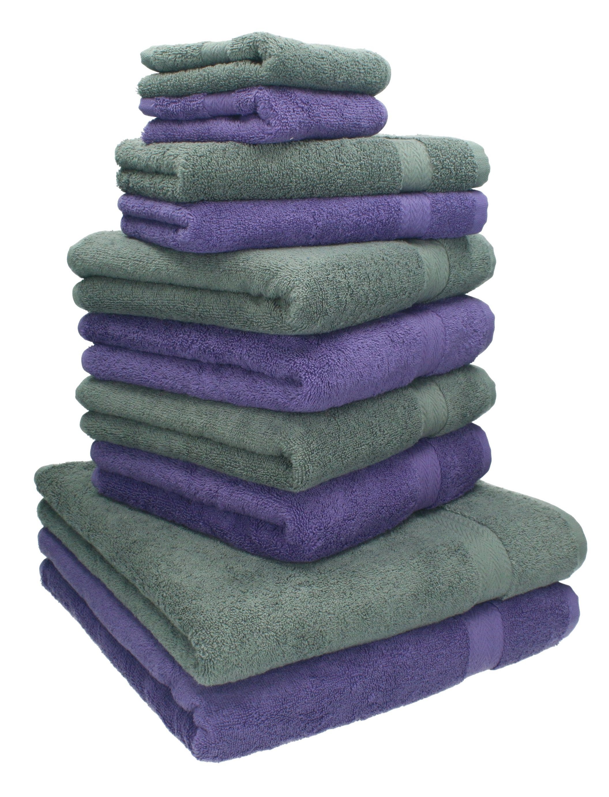 Betz Handtuch Set Handtuch-Set und Farbe 100% Baumwolle Classic 10-TLG. anthrazit, lila