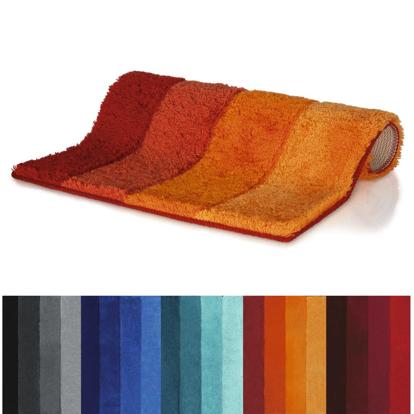 spirella Badematte FOUR, Höhe 25 mm, Badteppich Hochflor 20-25 mm, 90% Polyester, 10% Acryl, Anti-Rutsch Beschichtung, Für Fussbodenheizung geeignet, Waschbar 40°, Schnelltrocknend, 90% Polyester, 10% Acryl, rechteckig