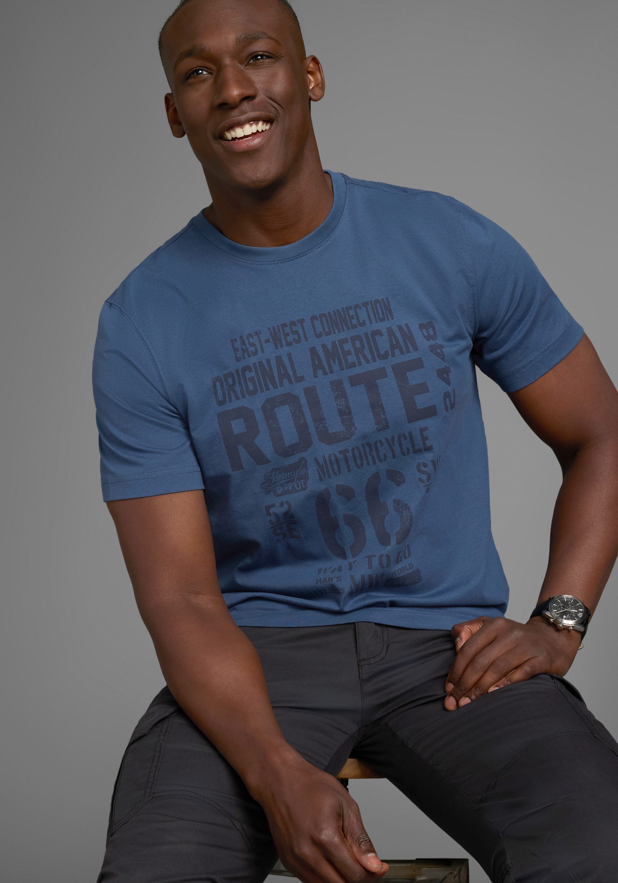 Man's World Rundhalsshirt kurzärmelig, lässige Passform, bedruckt, Rundhalsausschnitt