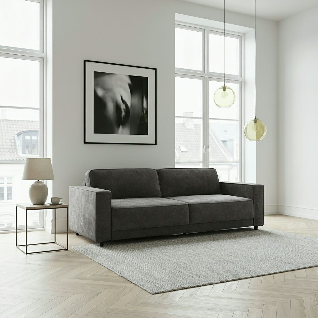 Dorel Home 3-Sitzer ALLIE Schlafsofa 225 cm, Bett-Funktion (108/190cm), trendiger Cord o. pflegeleichter Velours