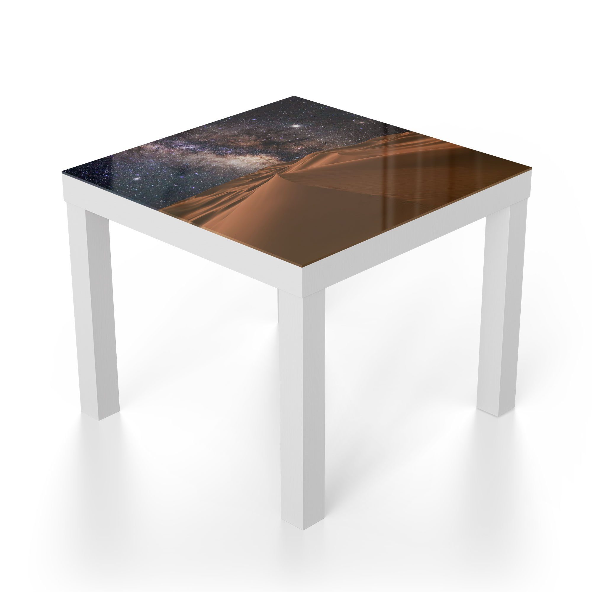 Glastisch Weiß über DEQORI Wüste', Couchtisch Beistelltisch modern Glas 'Milchstraße