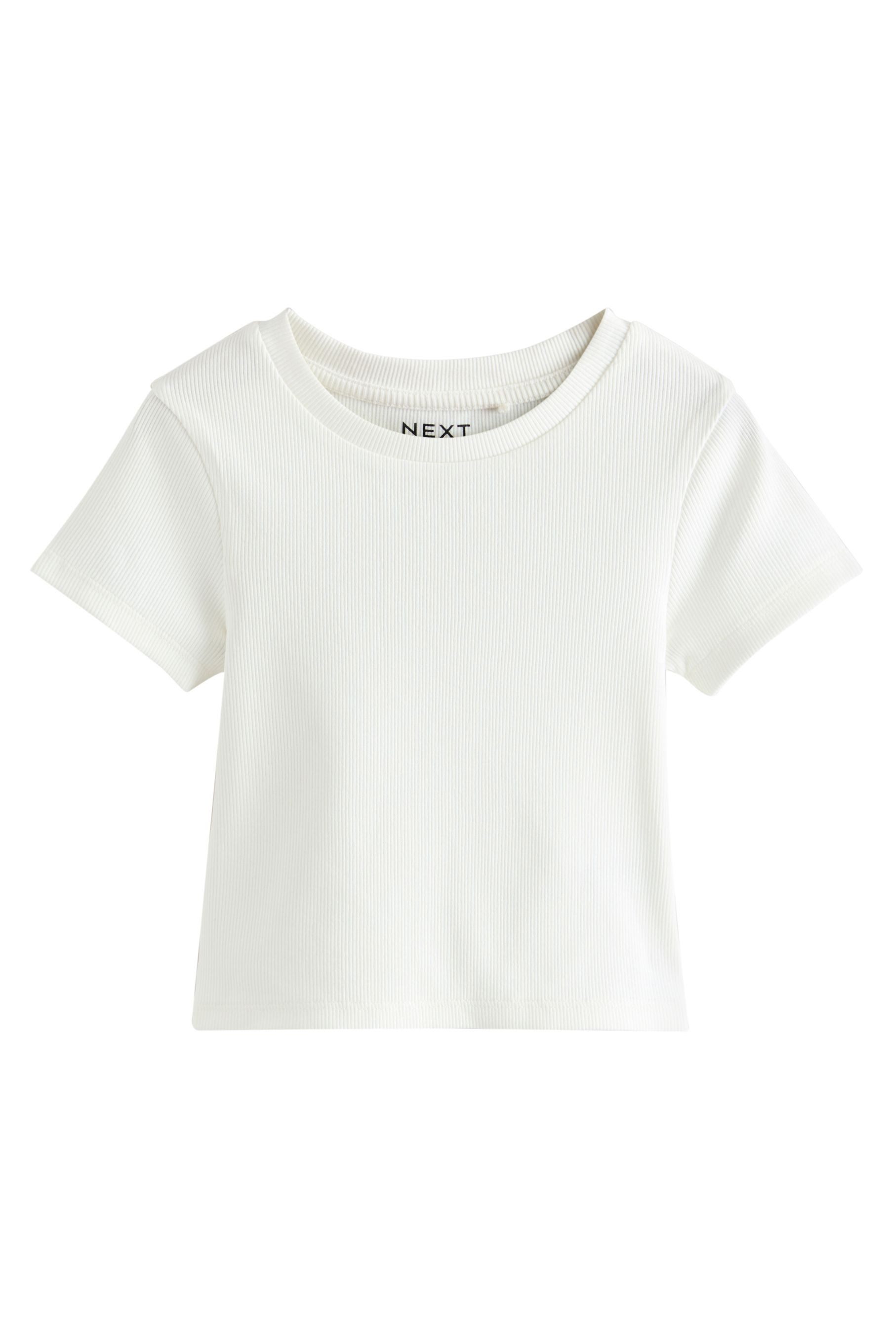 T-Shirt Kurzarm-Shirts mit Rippenmuster, 4er-Pack