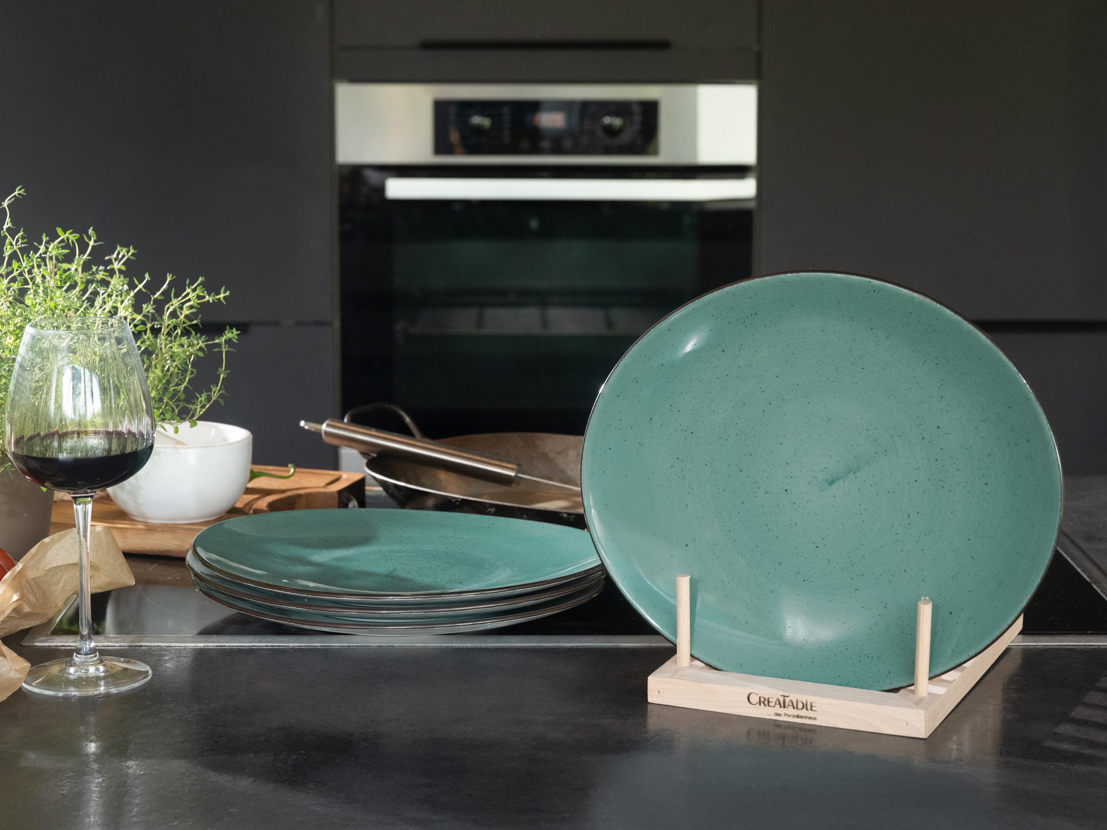 CreaTable Steakteller Vintage Nature, Teller Set, 4-tlg., (4 St), Naturverbundenes Design, Vielseitig einsetzbar