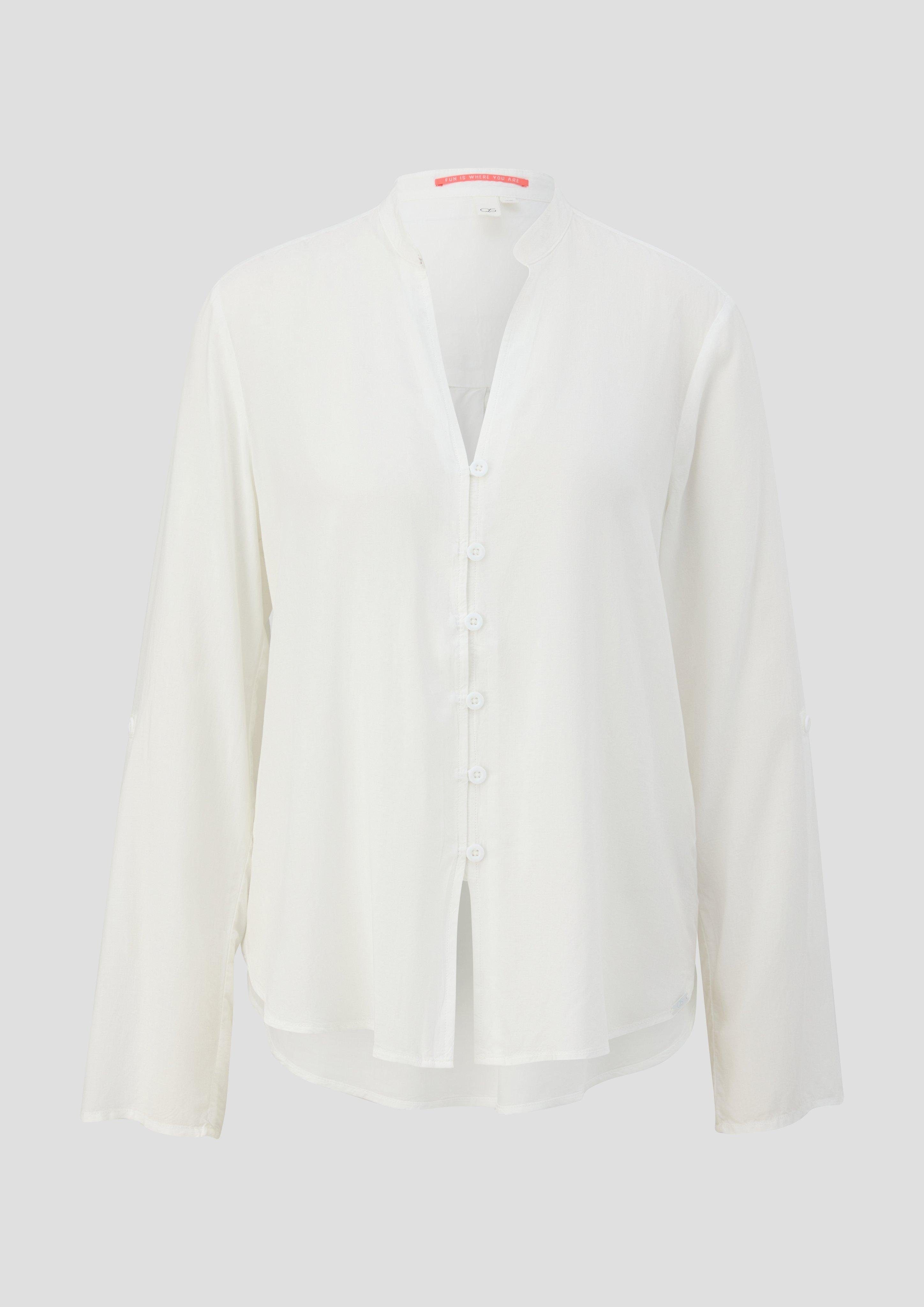 Langarmbluse Viskosebluse mit Turn-up-Funktion