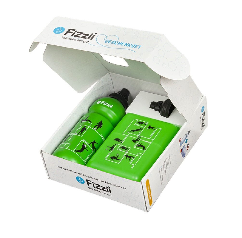 Fizzii Trinkflasche Geschenkset Flasche, Deckel & Brotbox, in toller Geschenkbox