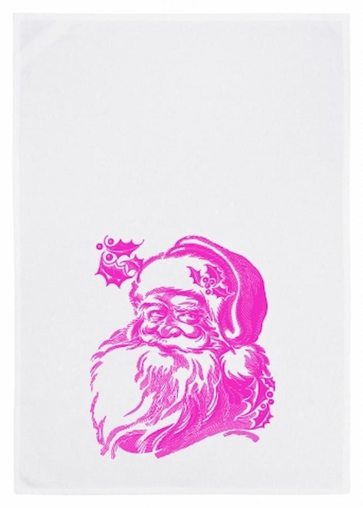 17;30 Hamburg Geschirrtuch Weihnachtsmann, neon pink, (1-tlg), 50x70cm, Siebdruck