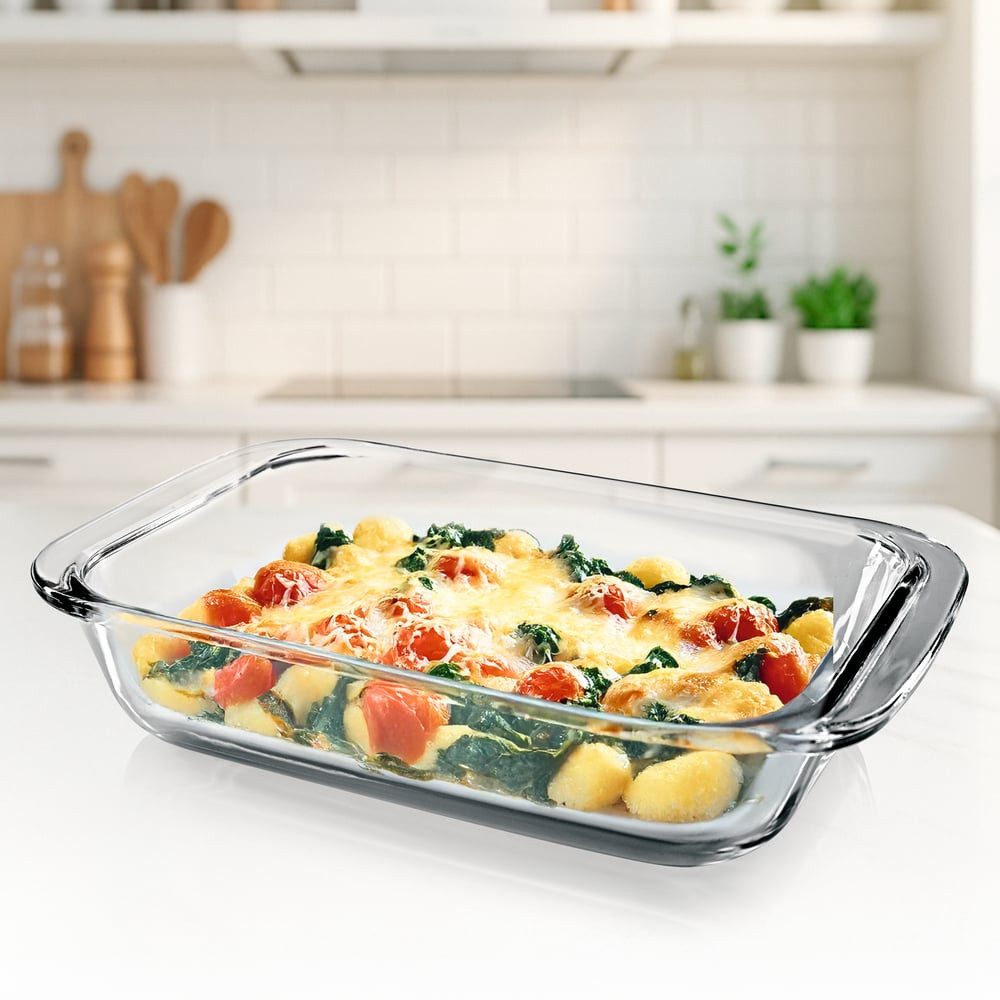 GOURMETmaxx Auflaufform Auflaufform transparent rechteckig 800ml, (1-St), aus Glas für Heißluftfritteuse & Ofen Zubereiten Garen Servieren