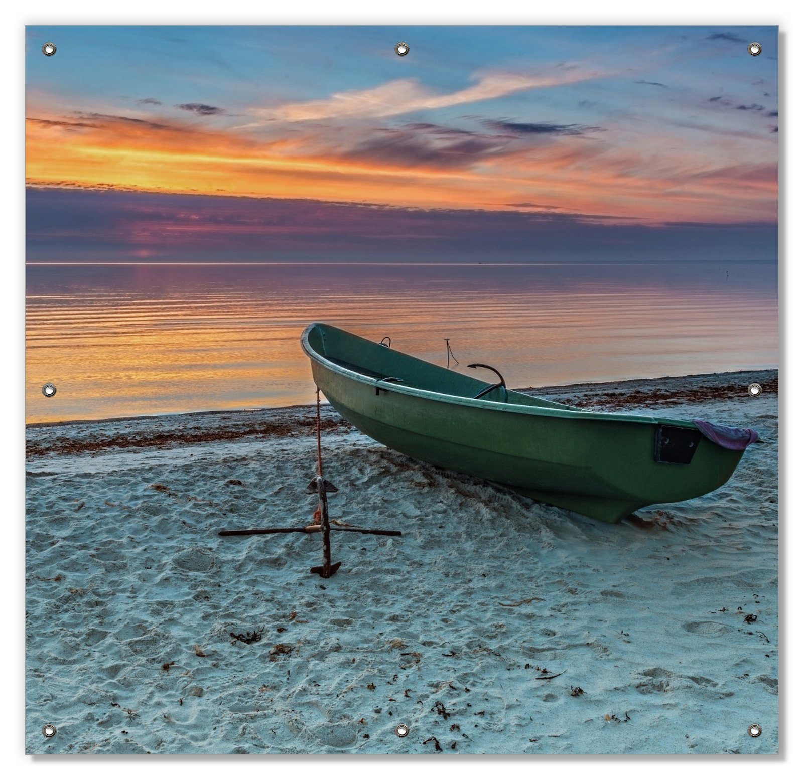 am Fischerboot Sonnenschutz wiederverwendbar Saugnäpfen, blickdicht, Wallario, und mit Einsames mit wiederablösbar Anker Strand,