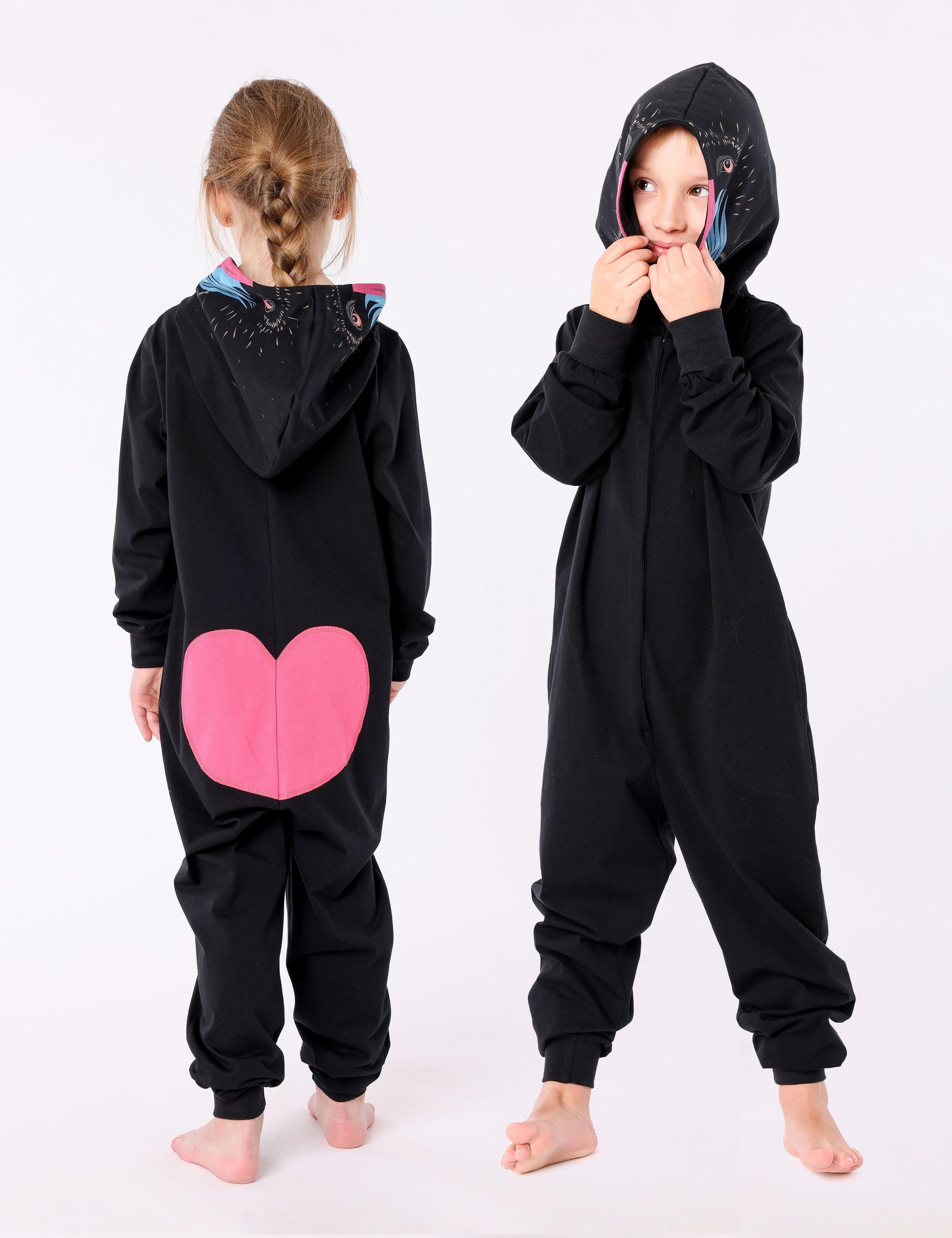 LA40-232 aus Pavian Tiermotiv Schwarz Baumwolle Ladeheid ohne Verkleidung Schlafanzug Schlafoverall Kinder
