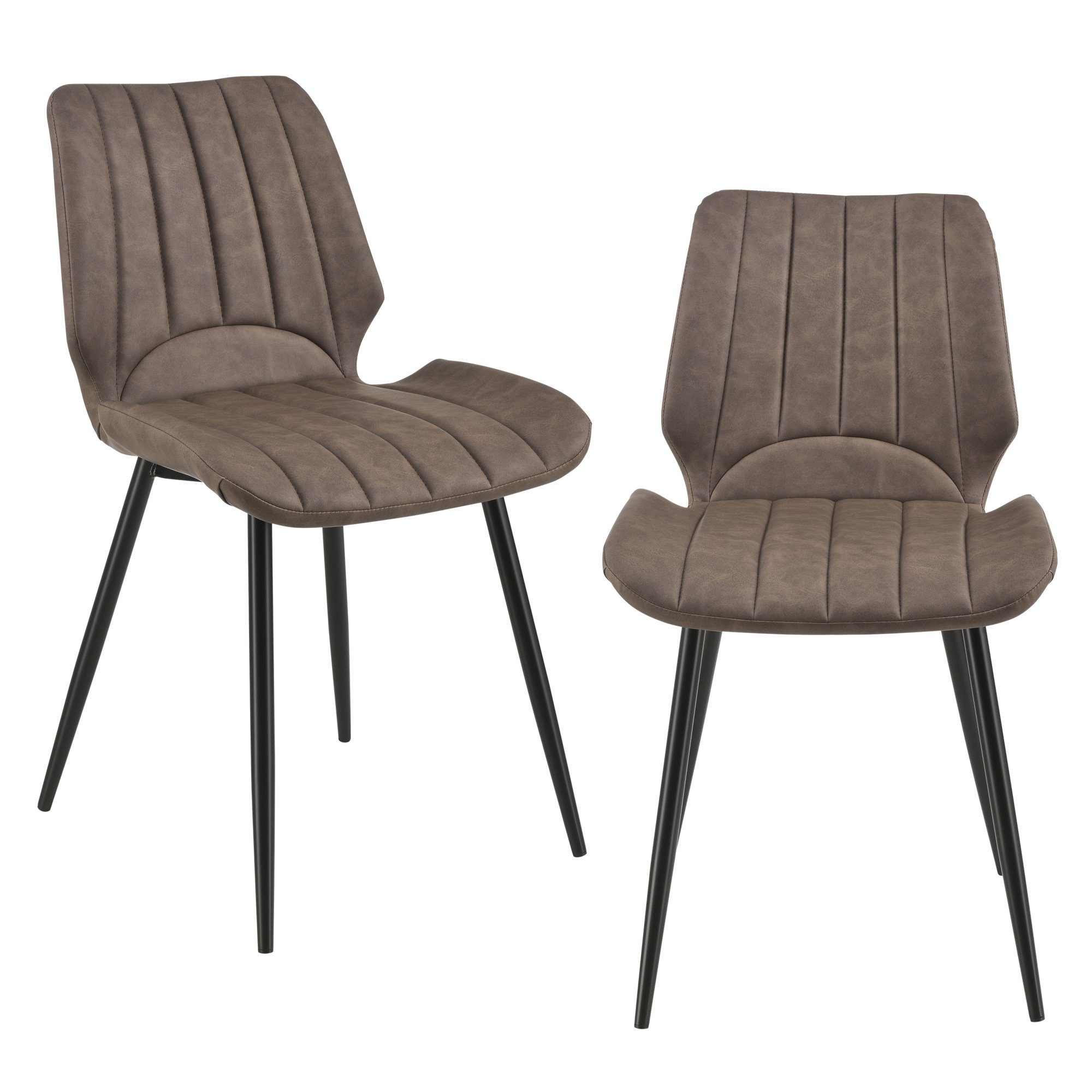 en.casa Esszimmerstuhl (2 St), »Mendoza« 2er-Set Polsterstuhl Wildlederimitat Dunkelbraun