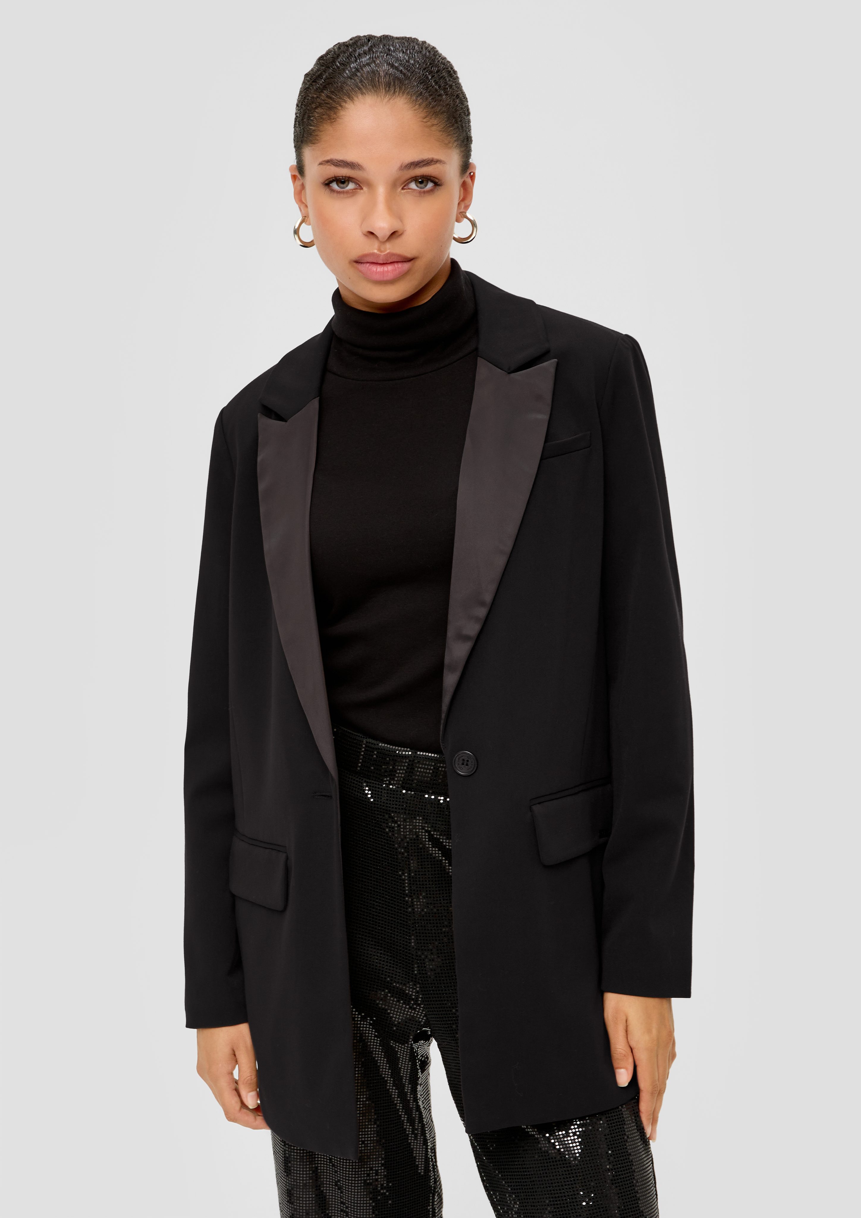 Jackenblazer Blazer mit Satin-Kragen