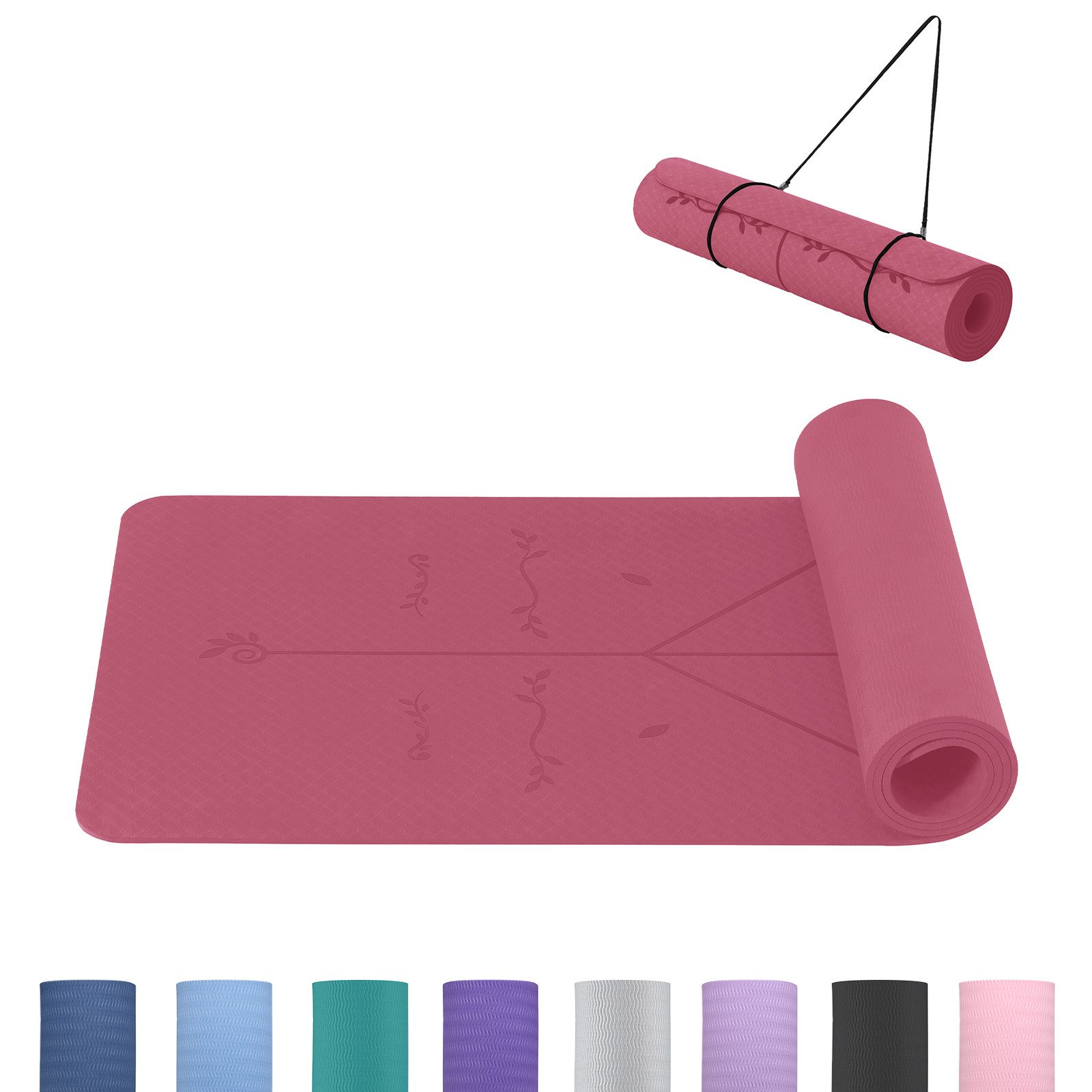 Good Nite Yogamatte TPE Yogamatte – Rutschfest, 6mm, 183x61cm, Fitnessmatte (1-St), 183 x 61 x 0,6 cm (L x B x H)