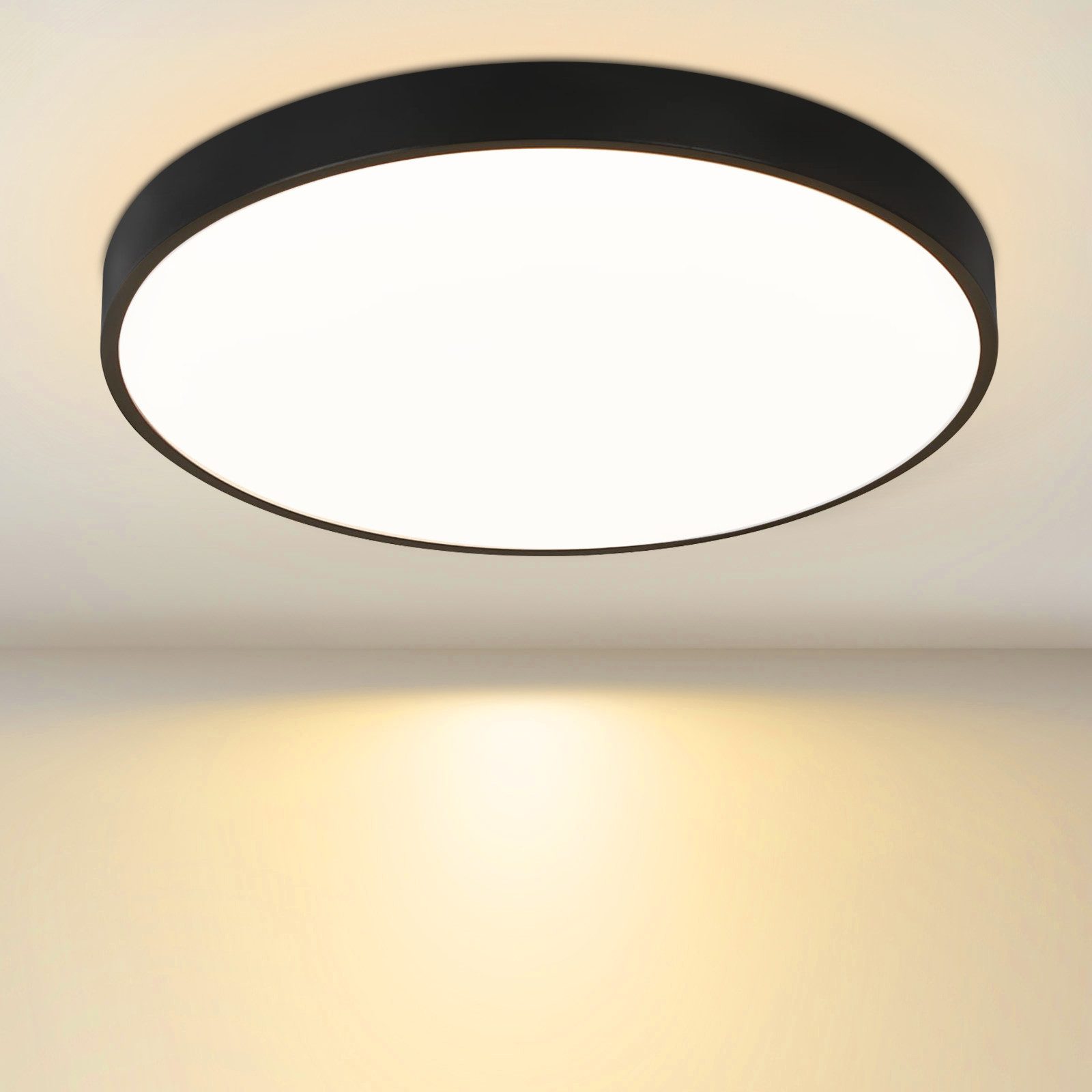 Nettlife LED Panel Moderne Deckenleuchte 12W 3000K Warmweiß 21cm Rund Schwarz, LED fest integriert, Warmweiß, Moderne Deckenleuchte für Flur Küche Balkon Schlaf – Bild 4 von 5
