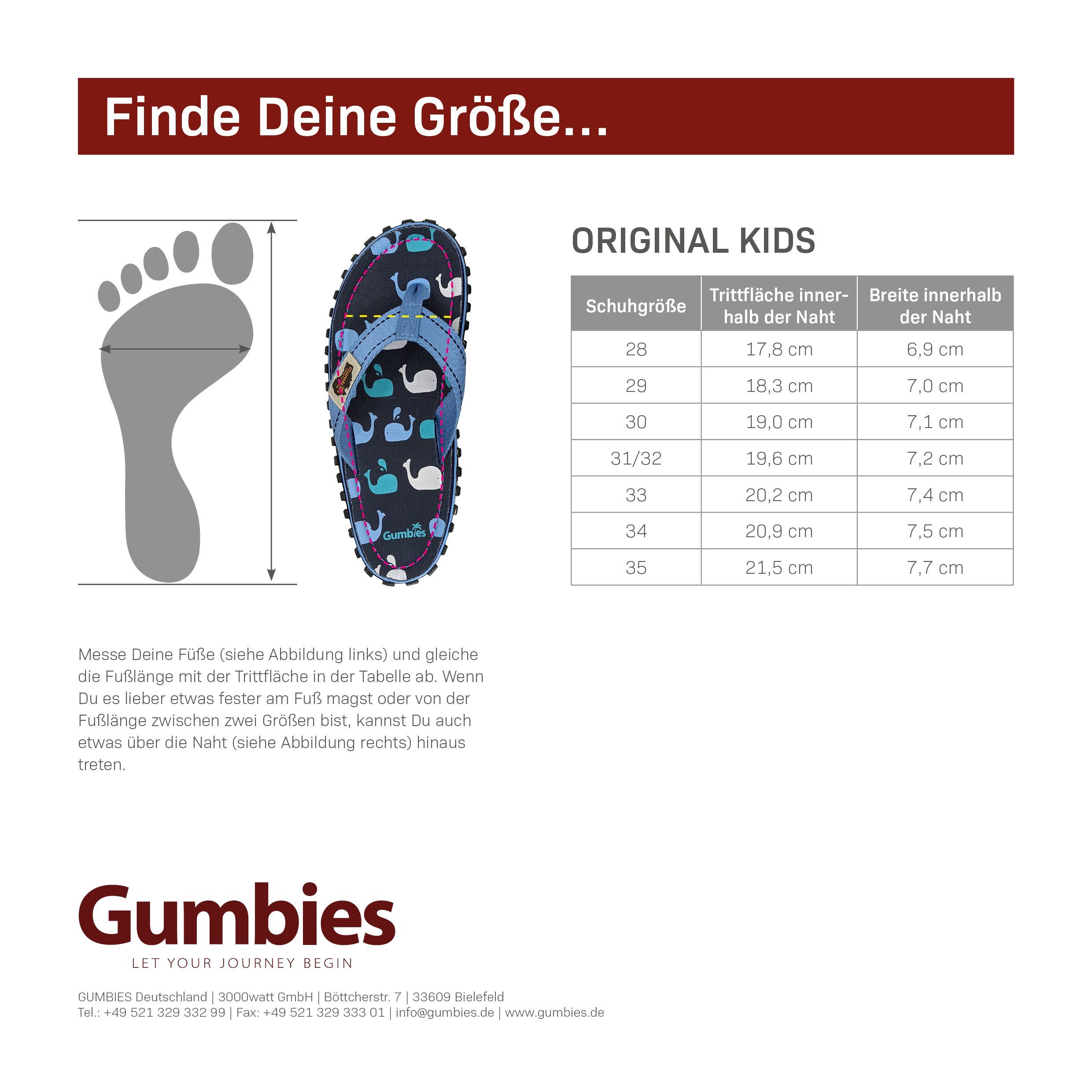 Gumbies Original Kids in aus farbenfrohen recycelten »in T-Strap-Zehentrenner Jungle Designs« Materialien
