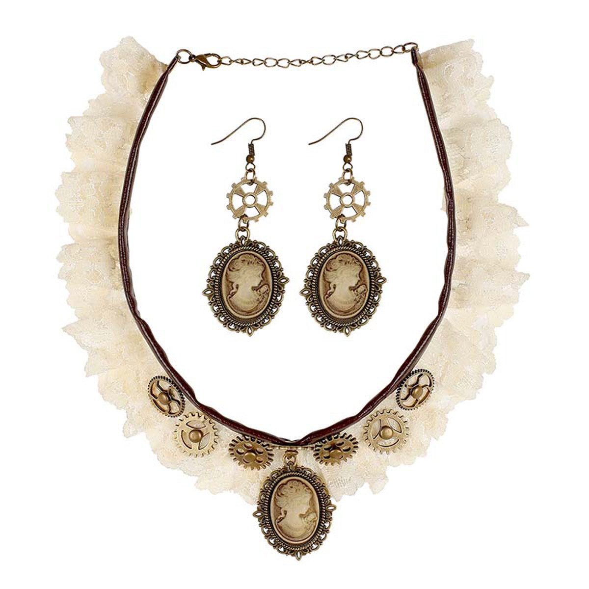Widmann S.r.l. Kostüm Schmuck Set Steampunk Halsband und Ohrringe günstig online kaufen