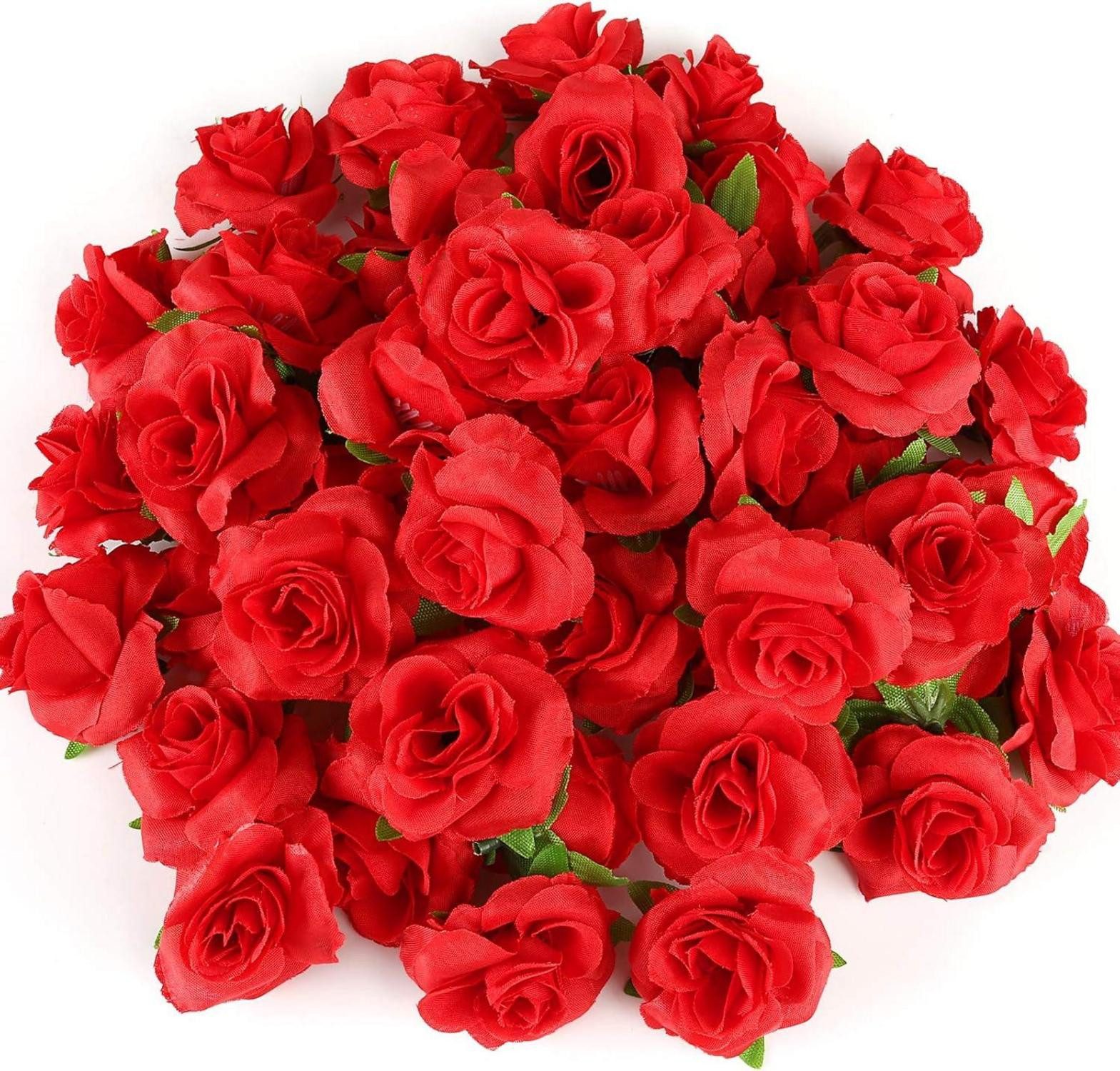 Dekohänger 50 Stück Künstliche Rosen Blumenköpfe Hochzeit Party Deko DIY Ø 4cm