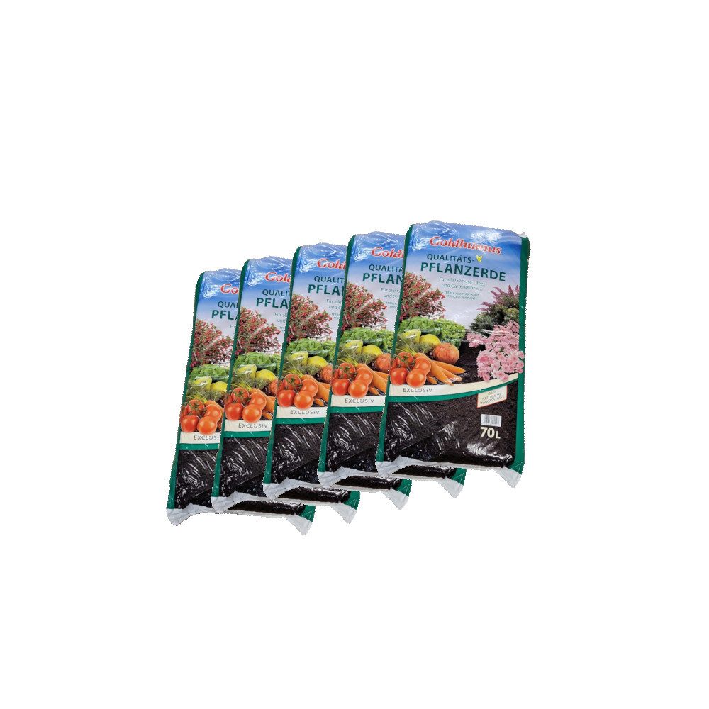 LinJa Pflanzerde Goldhumus Qualitäts-Pflanzerde 5x70 Liter Hülskamp Erde