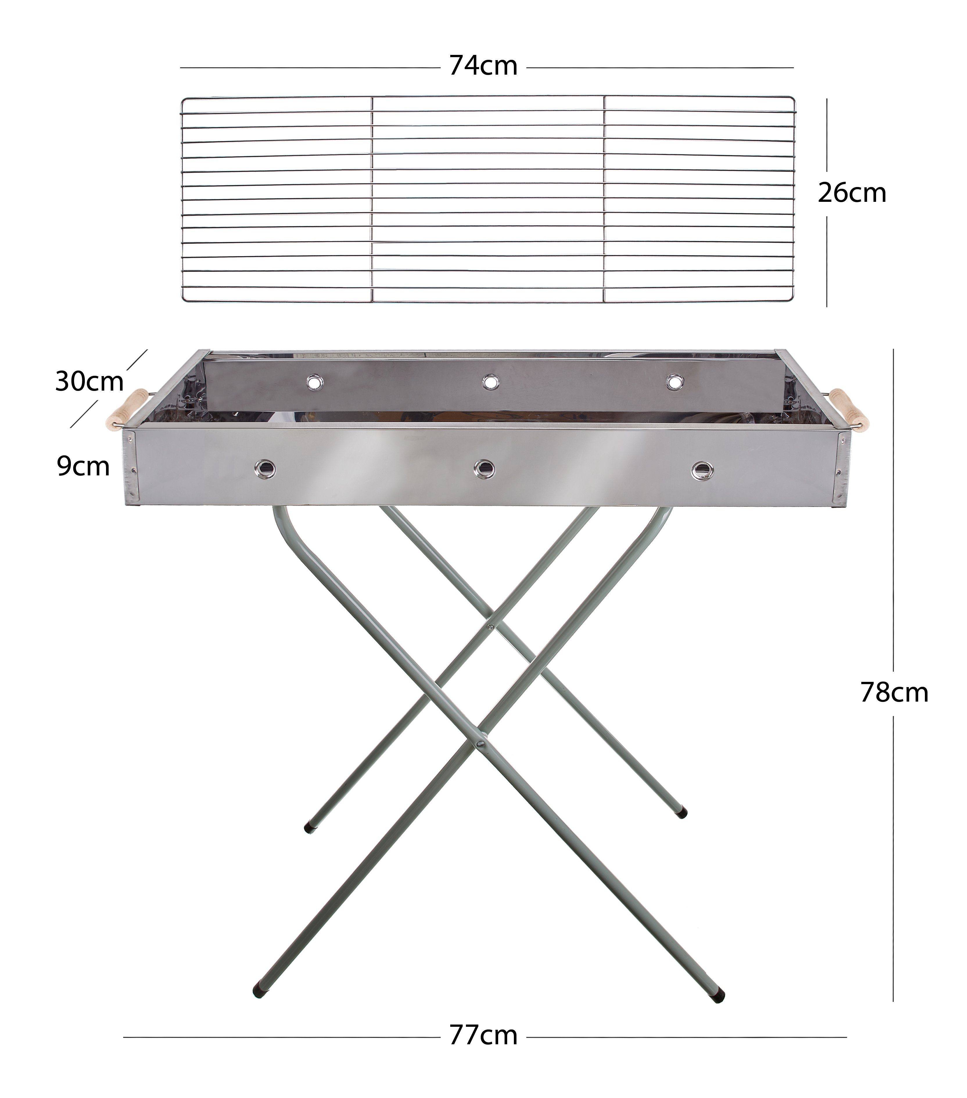 EuroStock Holzkohlegrill freistehender Edelstahl Barbecue Grill